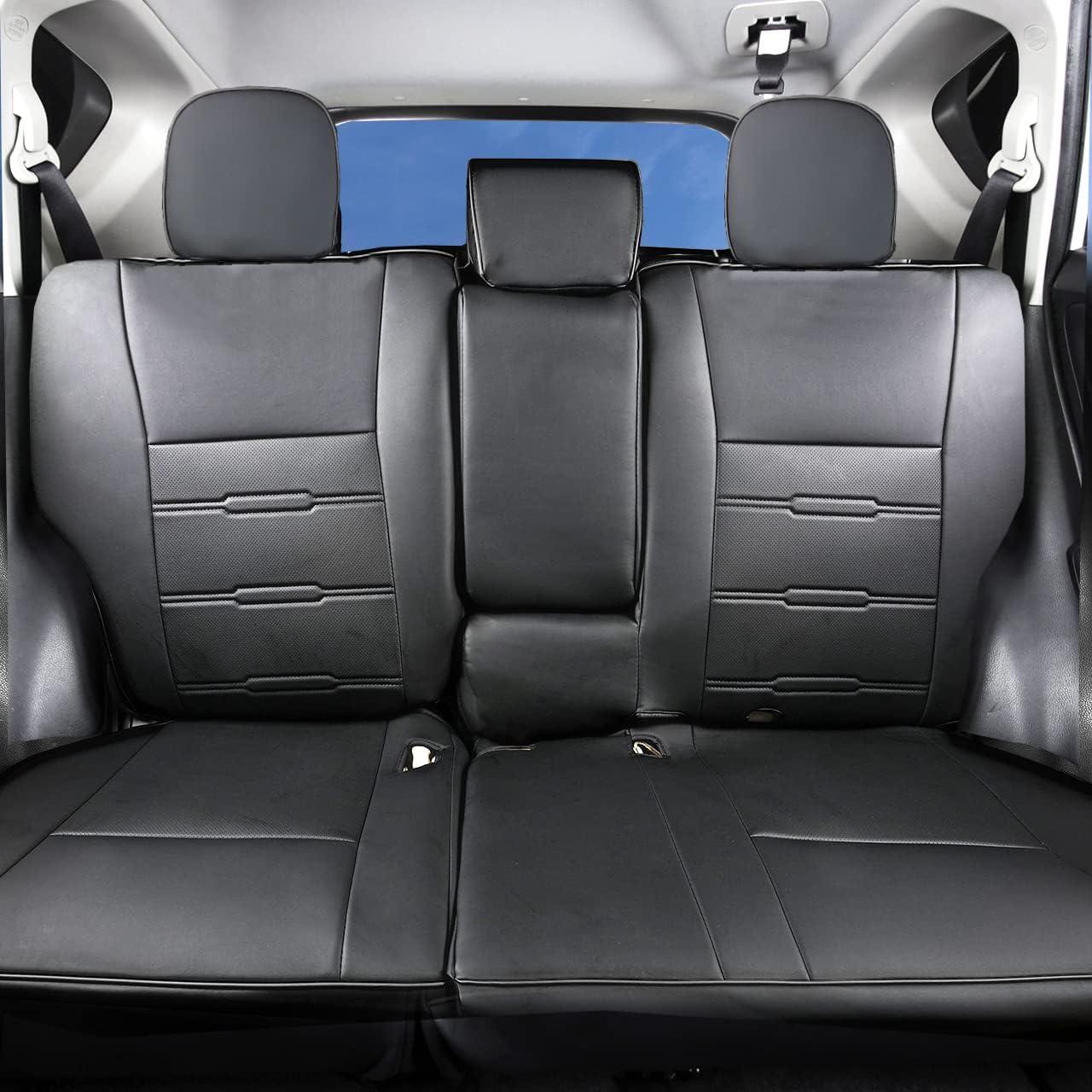 Custom Fit for Toyota RAV4 2013 2014 2015 2016 2017 2018 Car Seat Covers with Waterproof Faux Leather Full Set (Beige, RAV4 2013-2018)