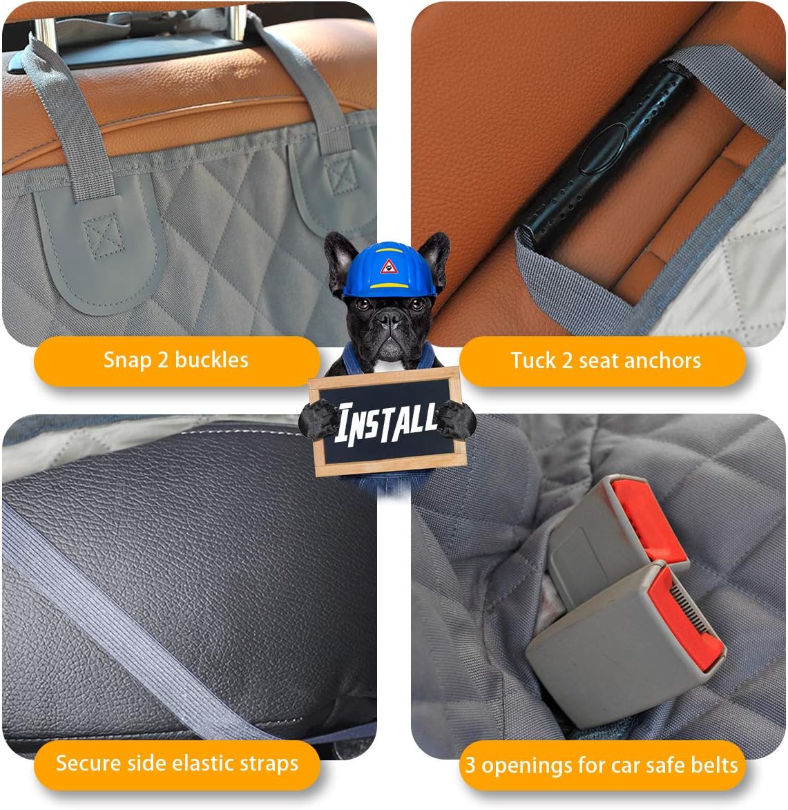 Honest Dog Car Seat Covers with Mesh Window, Side Flap for Cars, Trucks, and Suv's - Waterproof & Nonslip Pet Seat Cover for Backseat(Black, 57”W x 47”L)