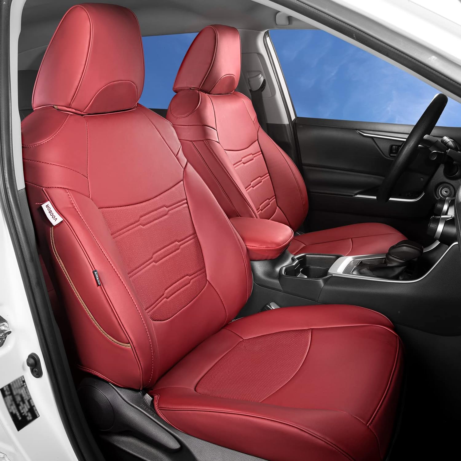 Custom Fit for Toyota RAV4 2013 2014 2015 2016 2017 2018 Car Seat Covers with Waterproof Faux Leather Full Set (Beige, RAV4 2013-2018)