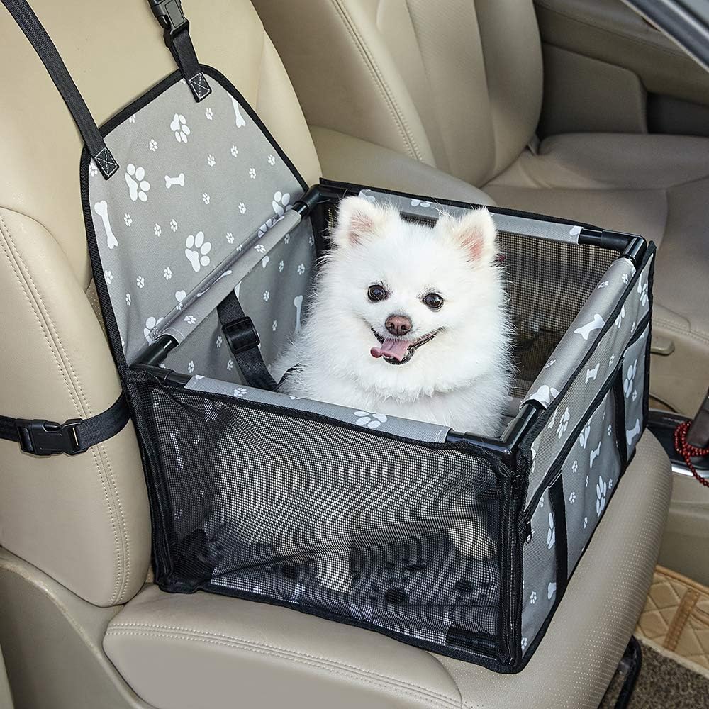 GENORTH Dog Car Seats for Medium Dogs 20lbs,Upgrade Dog Booster Seat Folding Puppy Car Seat for Small to Medium Pet