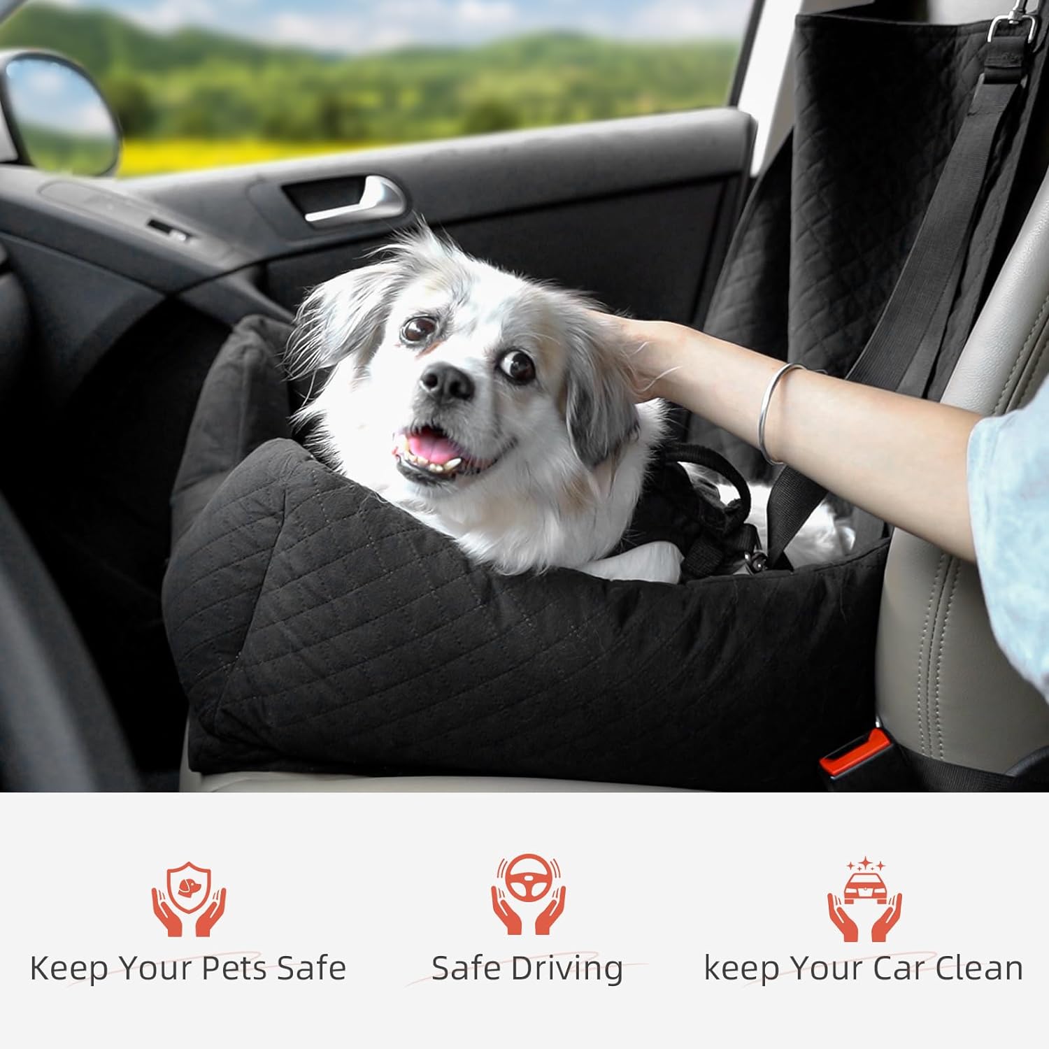 Sivomens Dog Car Seat for Small Mid Dogs Under 50 lbs, Dog Car Bed Pet Seat, Multifunctional Dog Travel Bed Seats Comfy Ultra Soft Safe Removeable Washable, Fits for All Cars