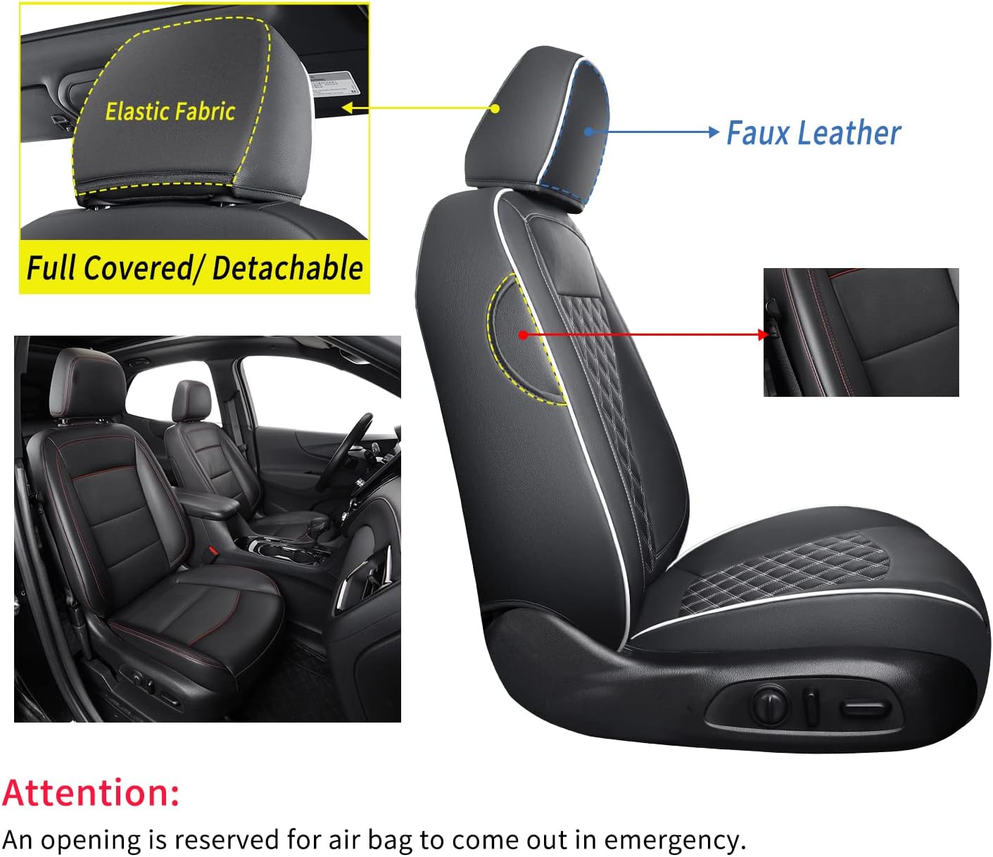 Chevy Equinox Faux Leather Seat Covers Custom fit for 2018-2023 Chevrolet Equinox LT LS LT Fleet Premier RS LS Fleet L 4dr SUV