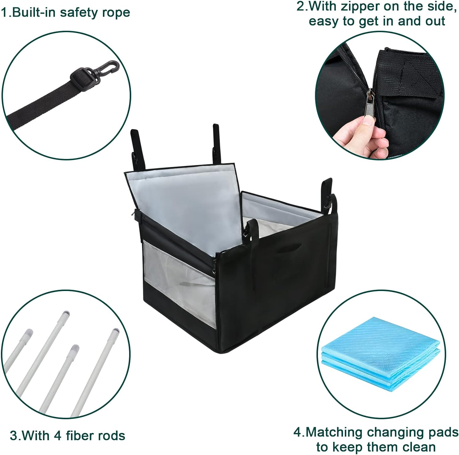 Ventilated and Breathable 29.5" Extra Large Dog Car Seat,for Up to 70 lbs or 2 Small Dogs Seat Extender for Dogs