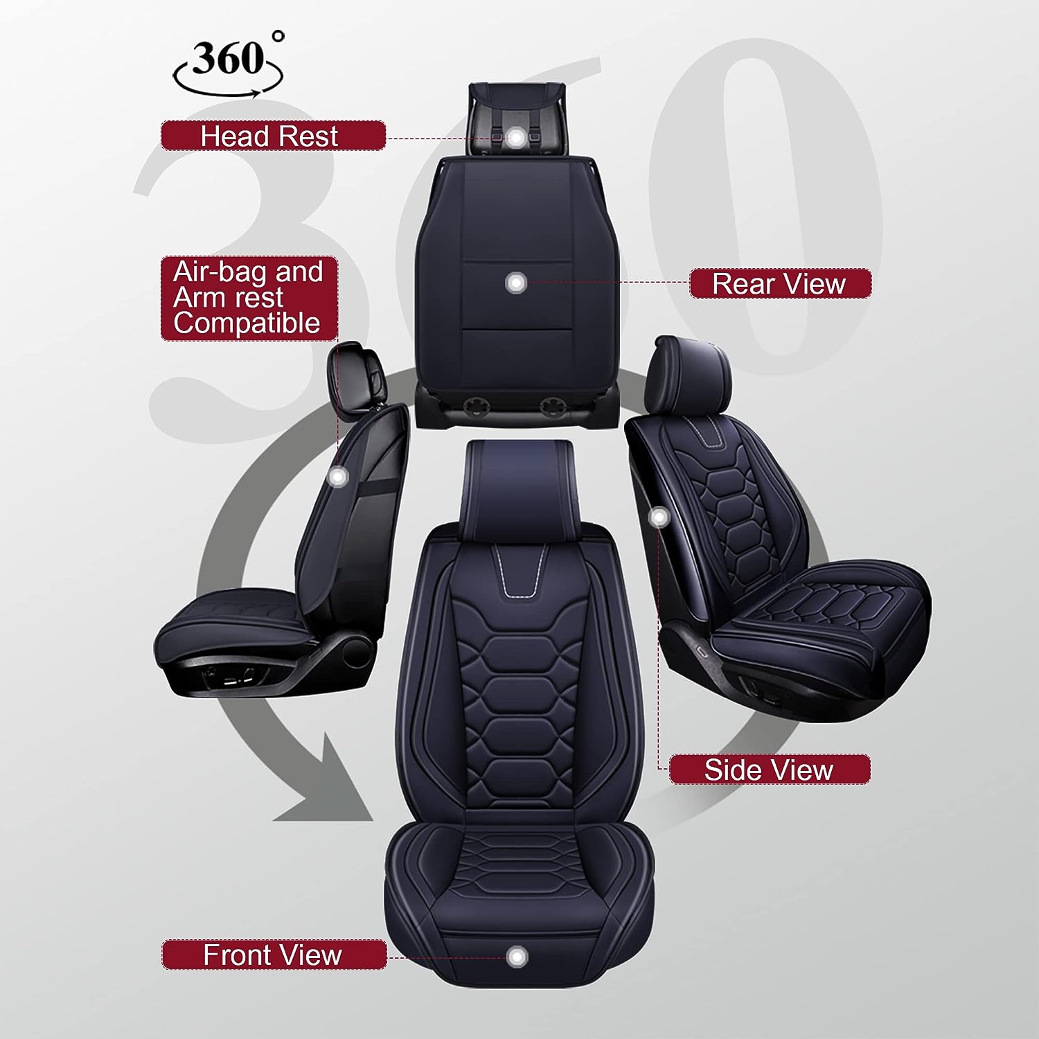 Custom Leather Seat Covers Compatible with Hyundai Santa Fe 2013-2023 (Full Set)