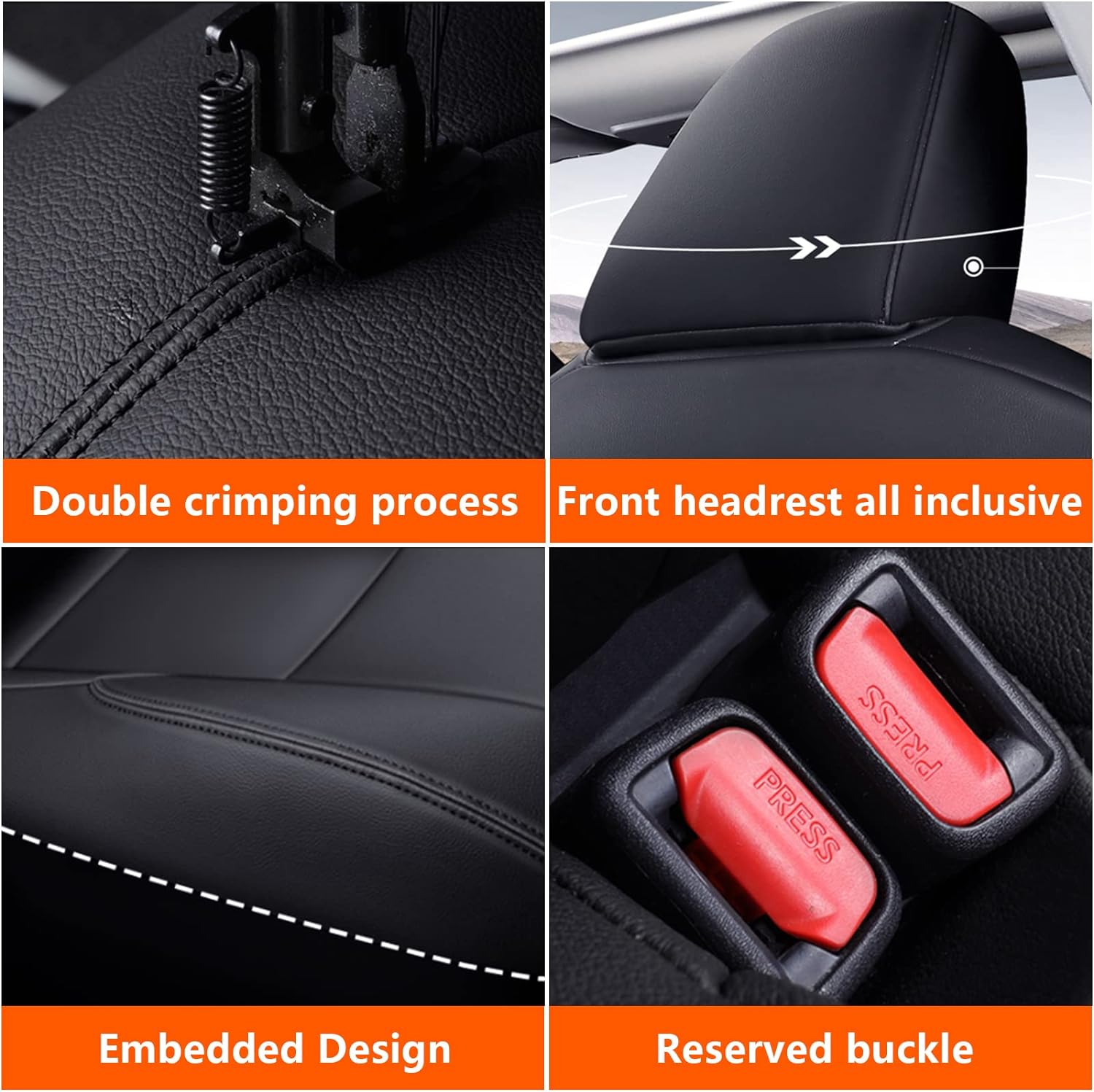 2 Front Seats Custom Fit for Toyota Corolla 2014-2019 Faux Leather Car Seat Covers Front Set Compatible Airbag Sedan Corolla Seat Protector Black(Front backrest Without arc)