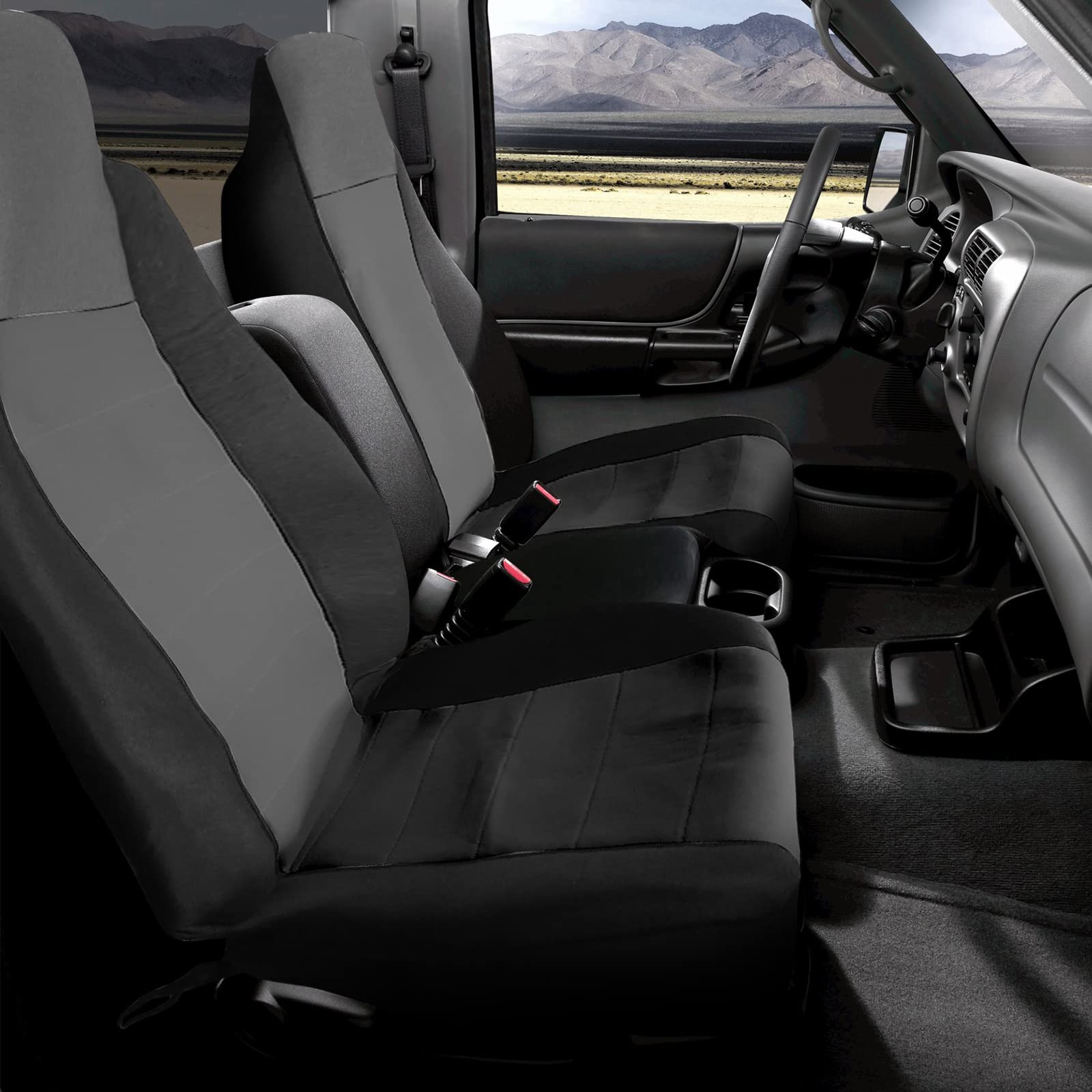 Custom-Fit Front Seat Covers Without Console Replace for 1998-2003 Ford Ranger Pickup 60/40 High Back Seats