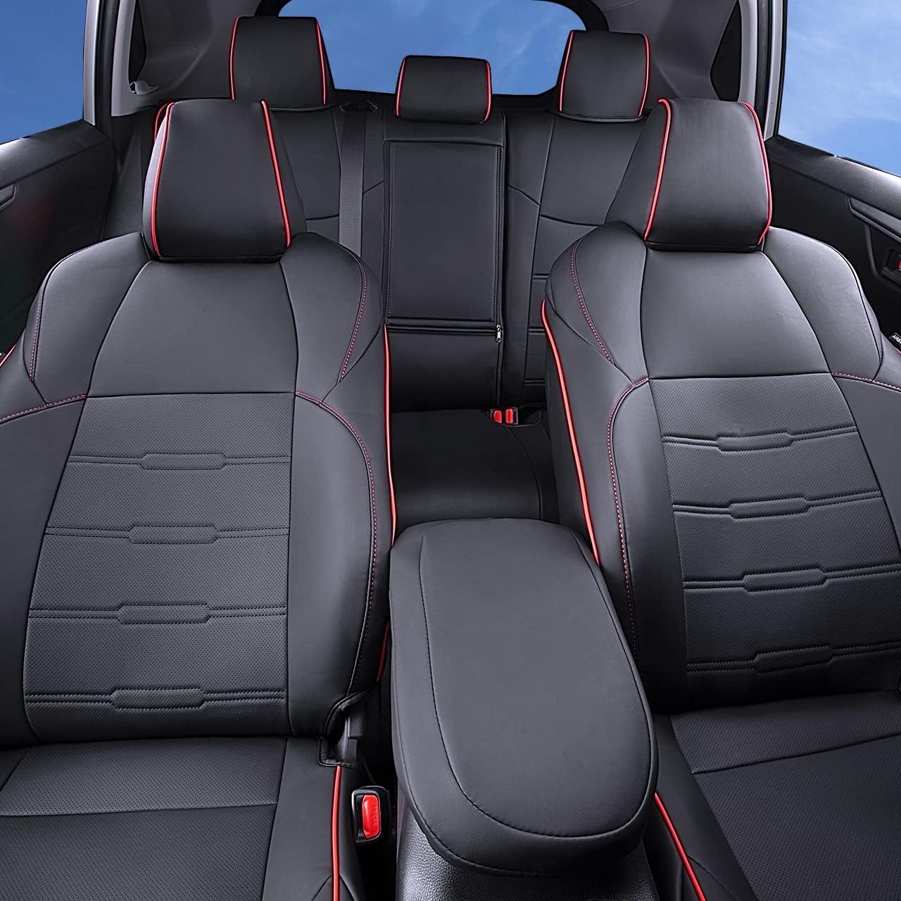 Custom Fit for Toyota RAV4 2013 2014 2015 2016 2017 2018 Car Seat Covers with Waterproof Faux Leather Full Set (Beige, RAV4 2013-2018)