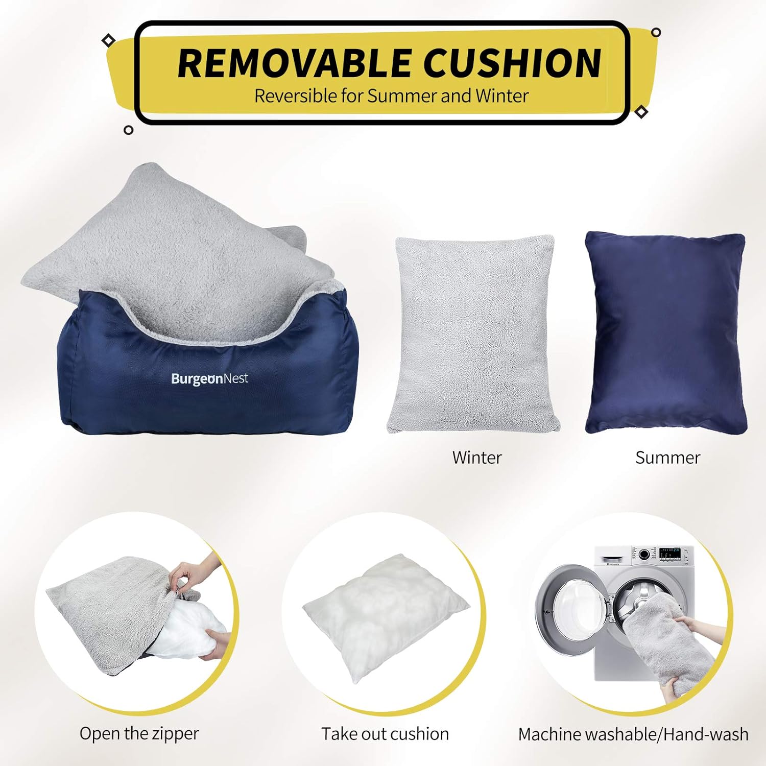 BurgeonNest Dog Car Seat for Small Dogs, Fully Detachable and Washable Dog Carseats Small Under 25, Soft Dog Booster Seats with Storage Pockets and Clip-On Leash Portable Dog Car Travel Carrier Bed