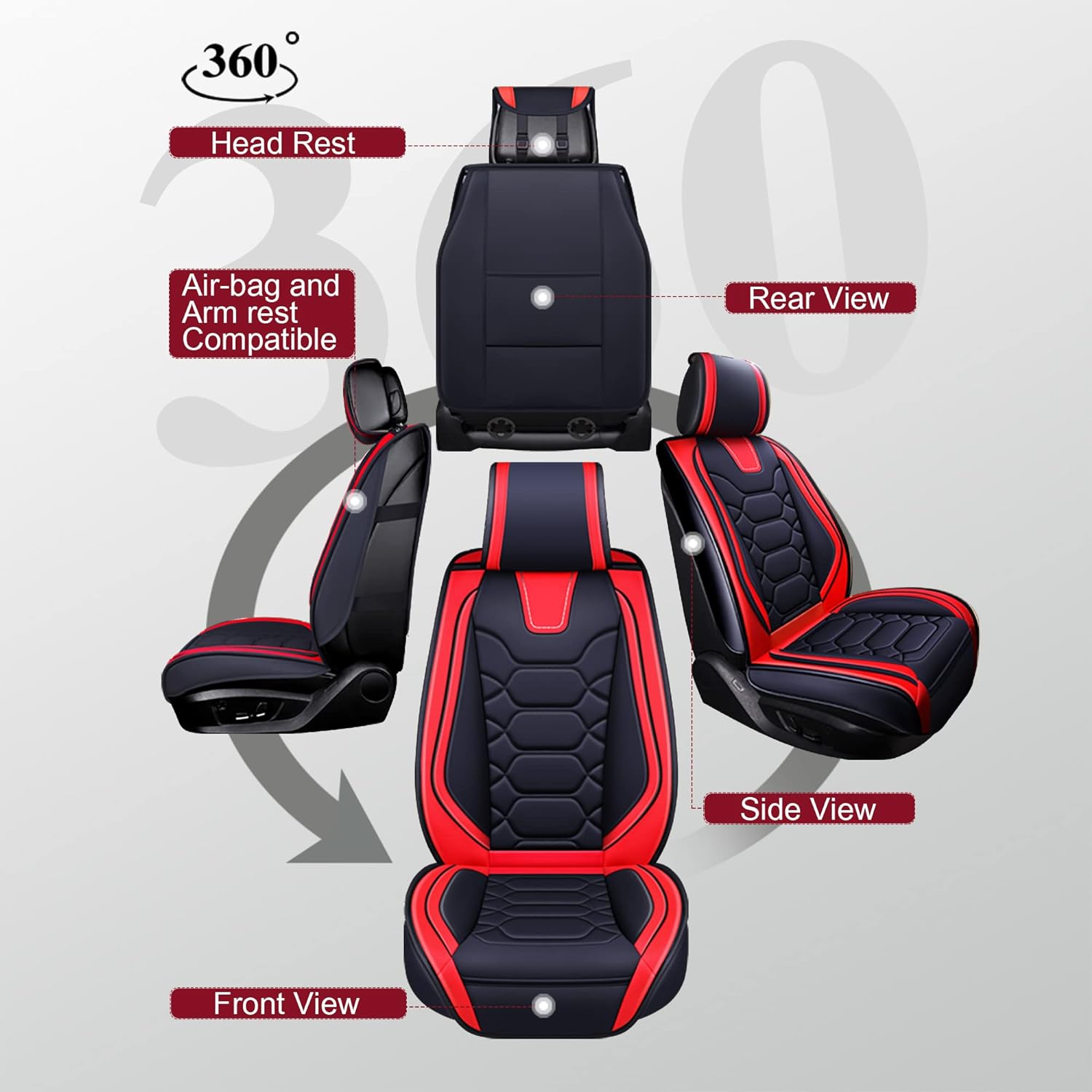 Custom Leather Seat Covers Compatible with Hyundai Santa Fe 2013-2023 (Full Set)