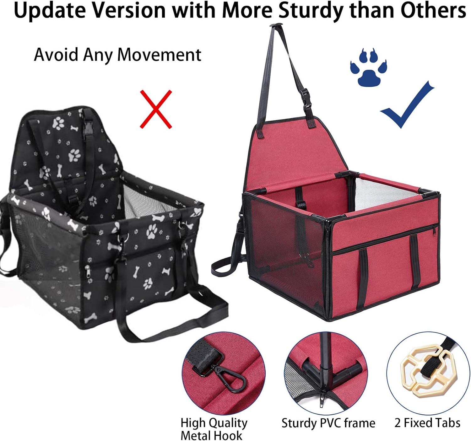 GENORTH Dog Car Seats for Medium Dogs 20lbs,Upgrade Dog Booster Seat Folding Puppy Car Seat for Small to Medium Pet