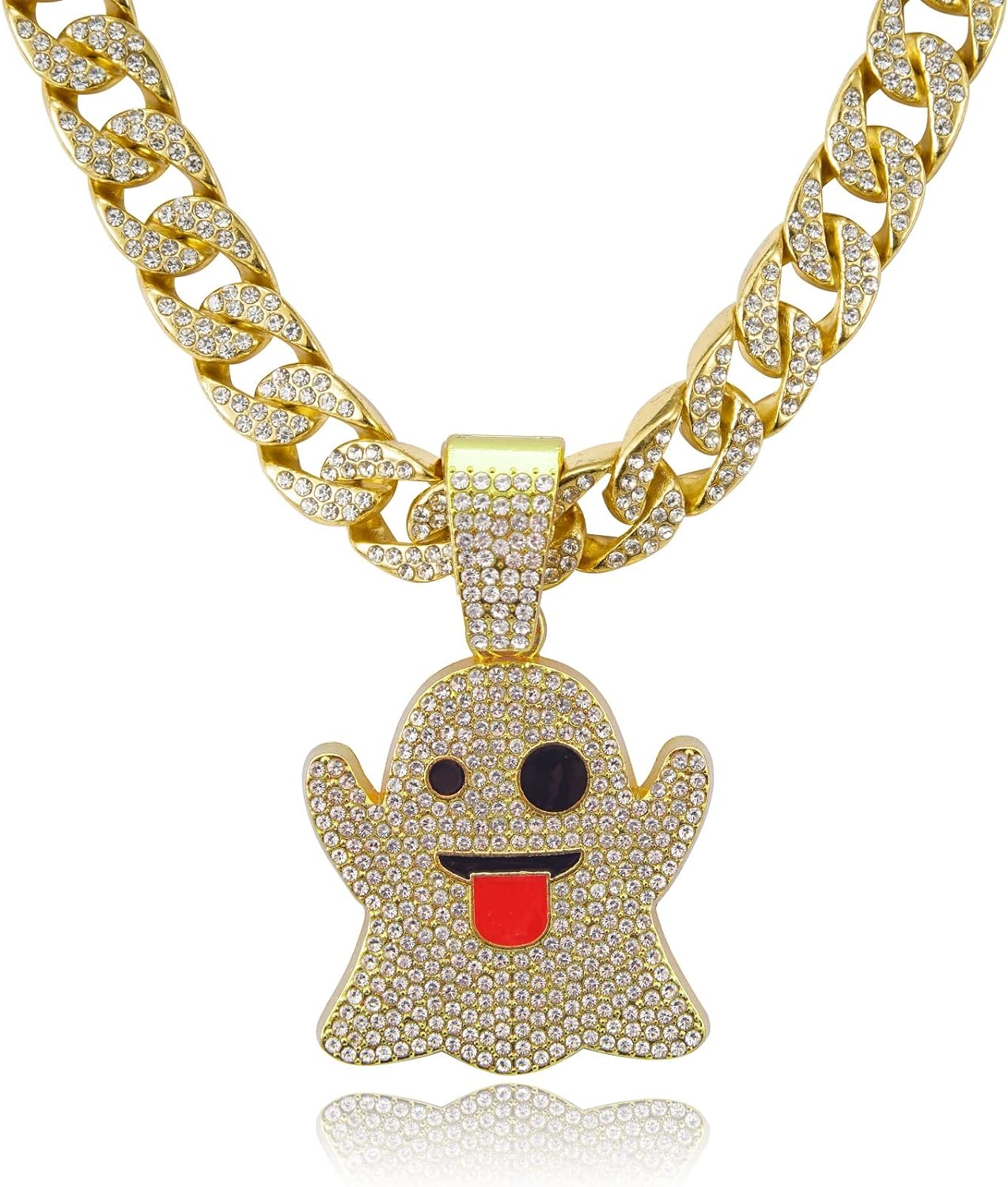 Miami Mens Cuban Link Chain Silver Gold Plated Bling Cuban Necklace Diamond Chain for Men 13MM iced out chain Hip Hop Jewelry，8.5/18/20/24 Inch Length-With metal gift box.