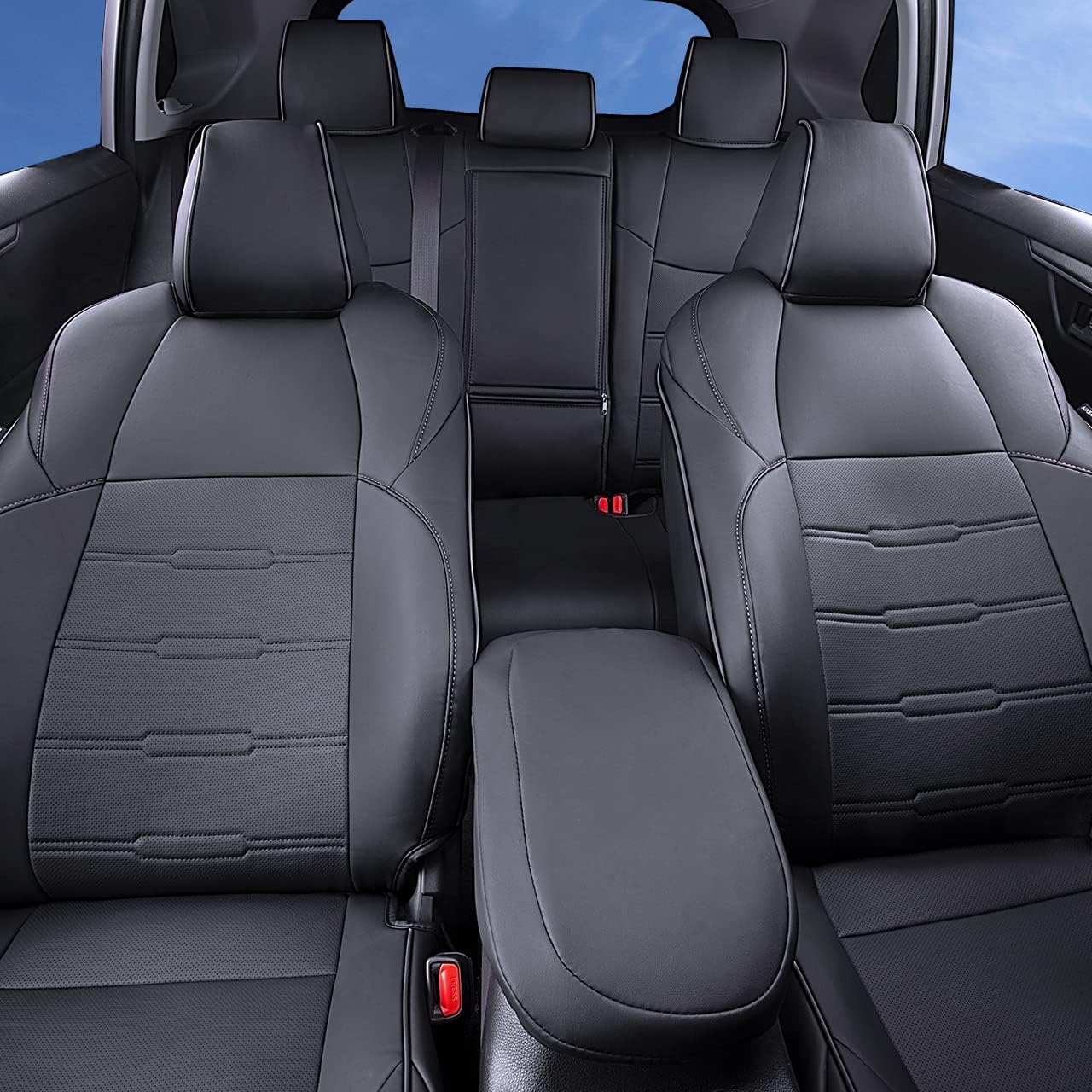 Custom Fit for Toyota RAV4 2013 2014 2015 2016 2017 2018 Car Seat Covers with Waterproof Faux Leather Full Set (Beige, RAV4 2013-2018)