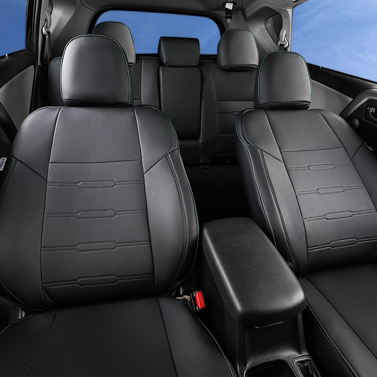 Custom Fit for Toyota RAV4 2013 2014 2015 2016 2017 2018 Car Seat Covers with Waterproof Faux Leather Full Set (Beige, RAV4 2013-2018)