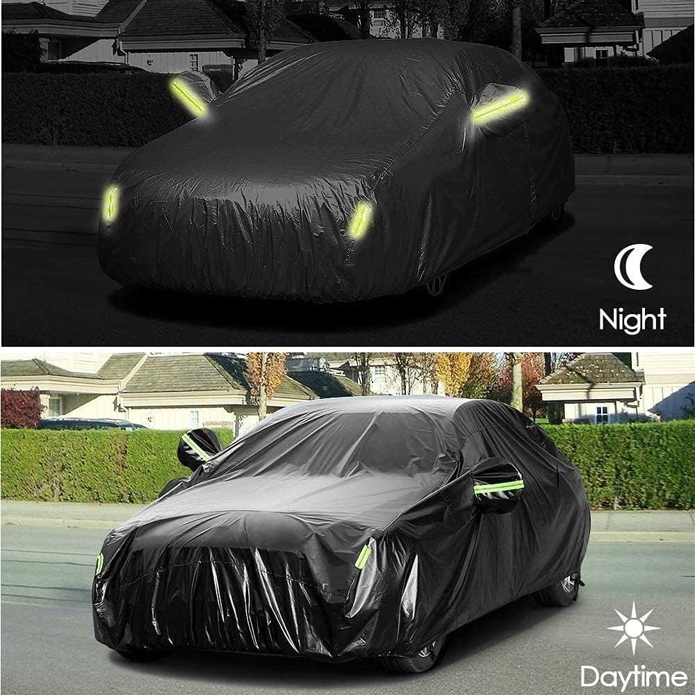 Car Cover Waterproof All Weather for Automobiles Heavy Duty Full Exterior Covers Fit Sedan Dodge Charger, Chrysler 300, Hyundai Genesis, Ford Taurus, Buick Lacrosse, Mercedes Benz S-Class (194"-208")