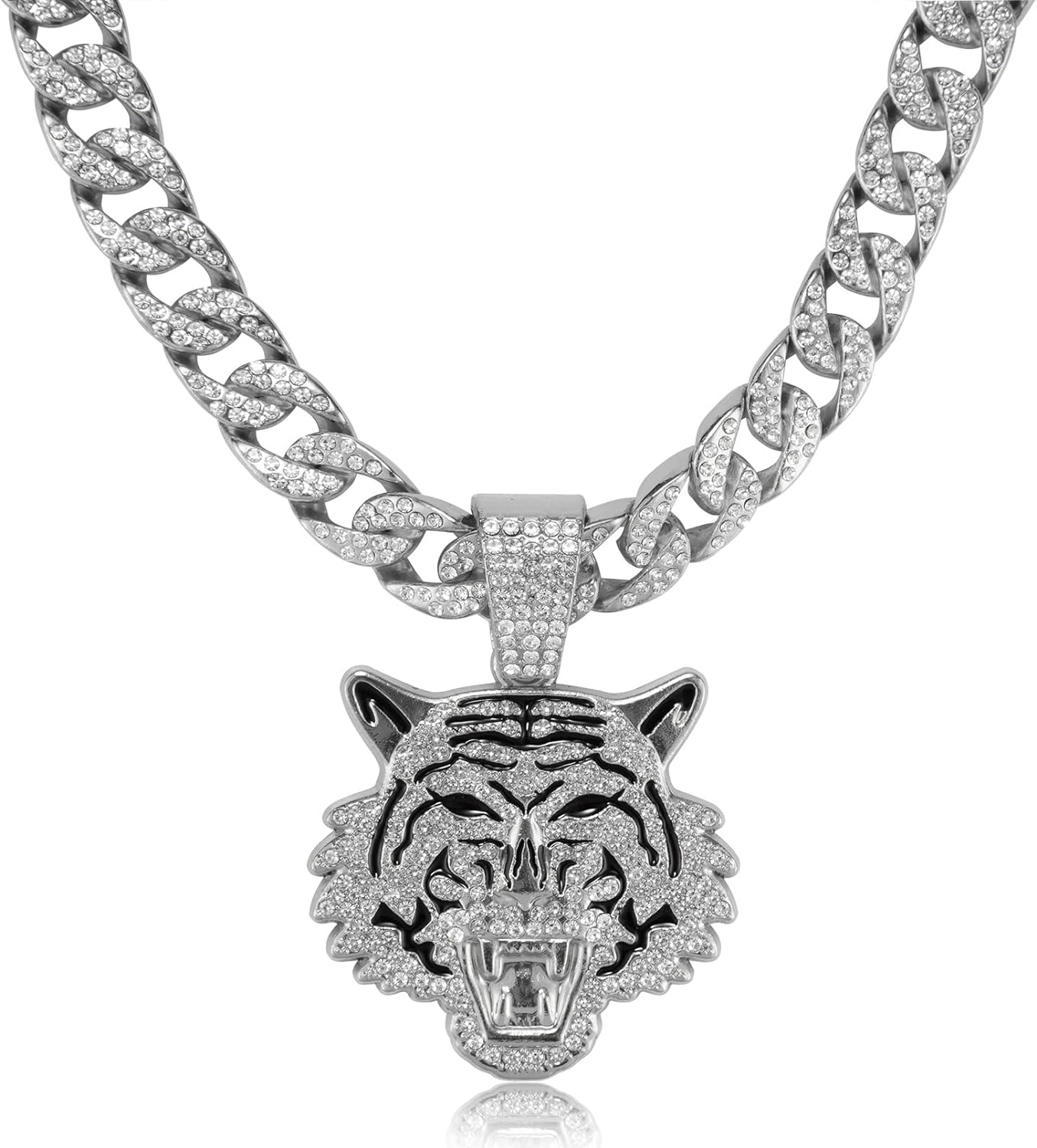 Miami Mens Cuban Link Chain Silver Gold Plated Bling Cuban Necklace Diamond Chain for Men 13MM iced out chain Hip Hop Jewelry，8.5/18/20/24 Inch Length-With metal gift box.