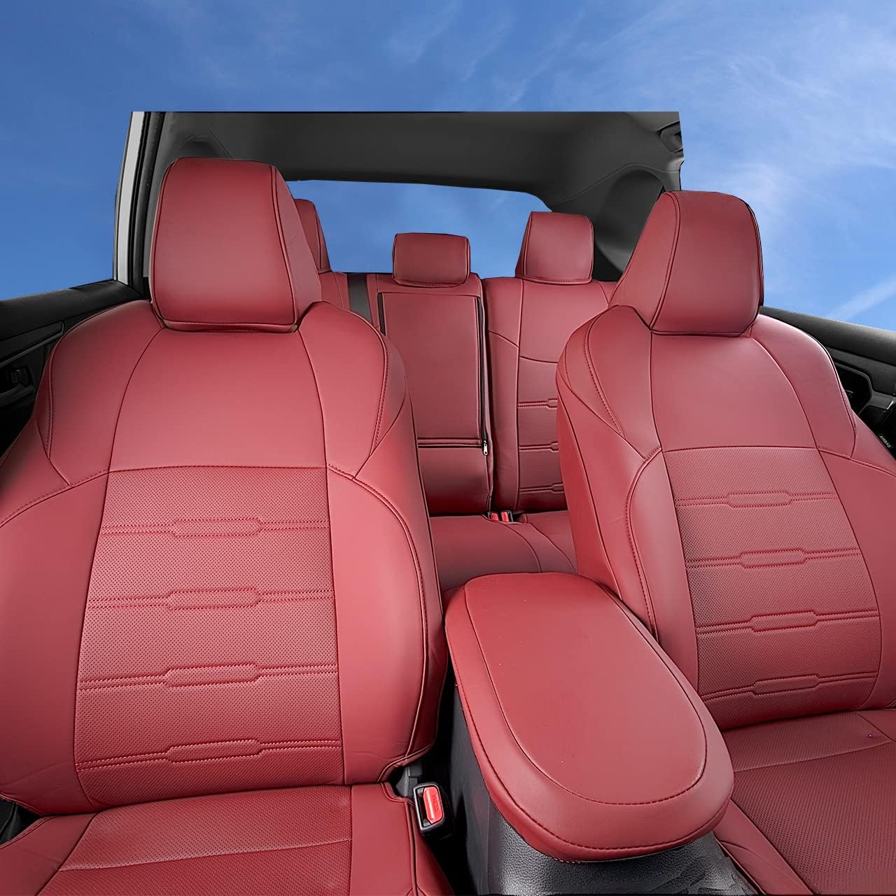 Custom Fit for Toyota RAV4 2013 2014 2015 2016 2017 2018 Car Seat Covers with Waterproof Faux Leather Full Set (Beige, RAV4 2013-2018)