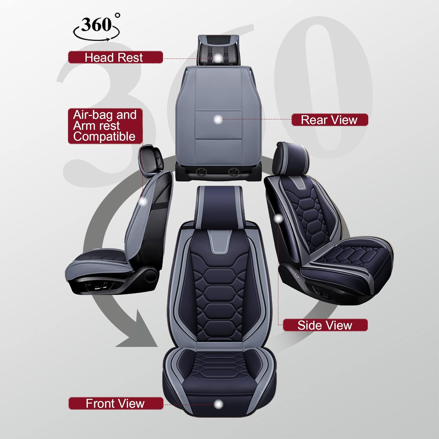 Custom Leather Seat Covers Compatible with Hyundai Santa Fe 2013-2023 (Full Set)