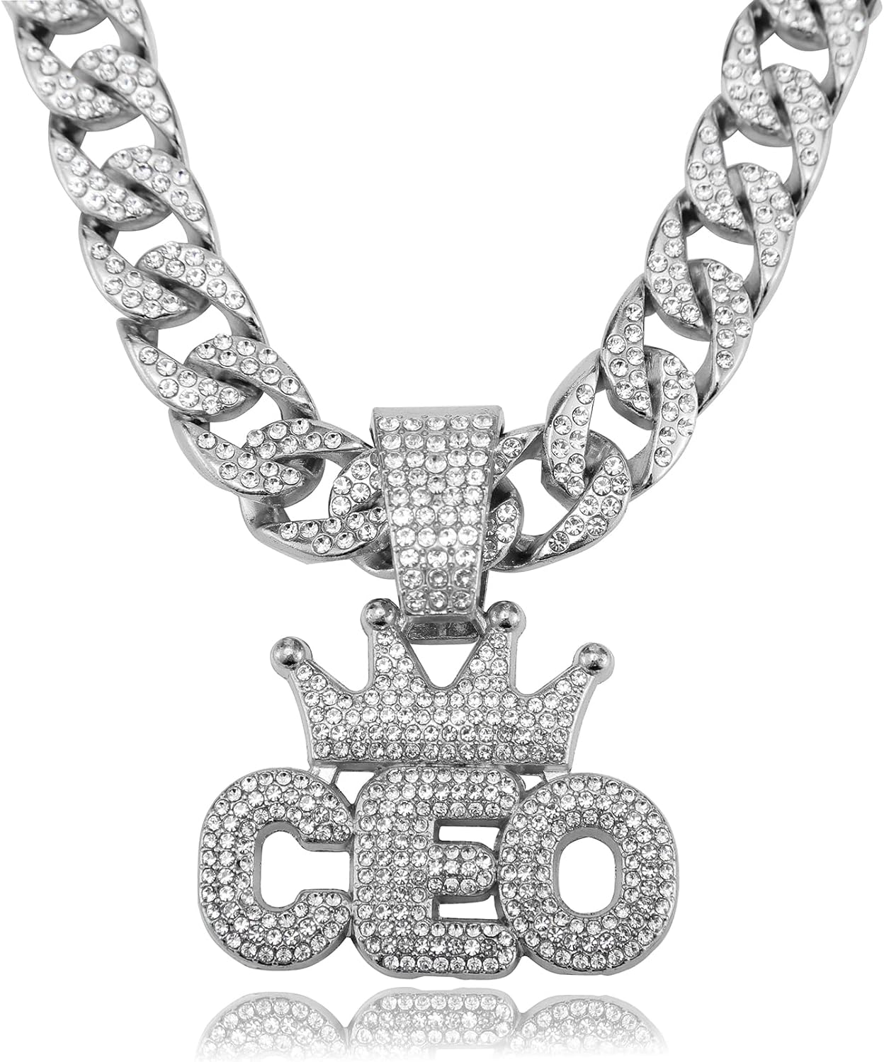 Miami Mens Cuban Link Chain Silver Gold Plated Bling Cuban Necklace Diamond Chain for Men 13MM iced out chain Hip Hop Jewelry，8.5/18/20/24 Inch Length-With metal gift box.