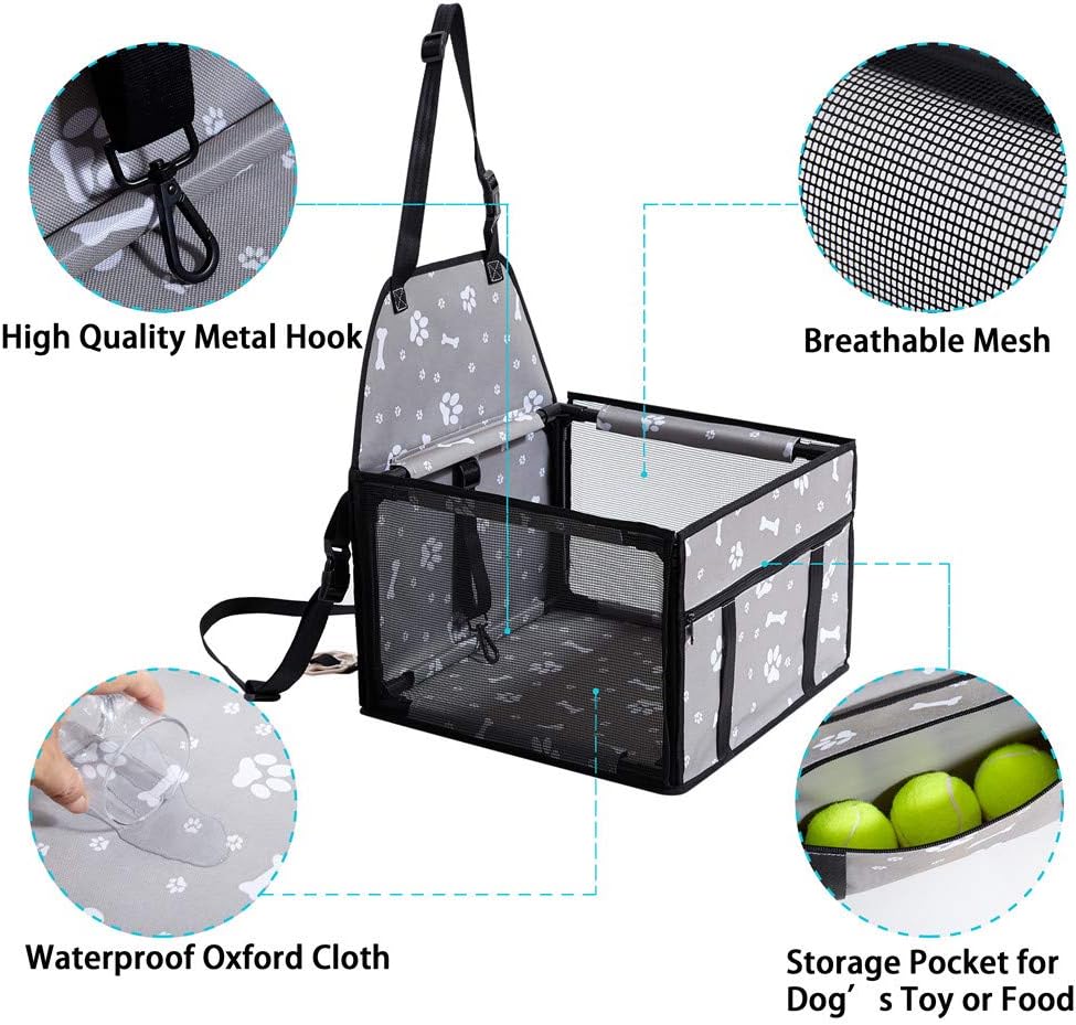 GENORTH Dog Car Seats for Medium Dogs 20lbs,Upgrade Dog Booster Seat Folding Puppy Car Seat for Small to Medium Pet