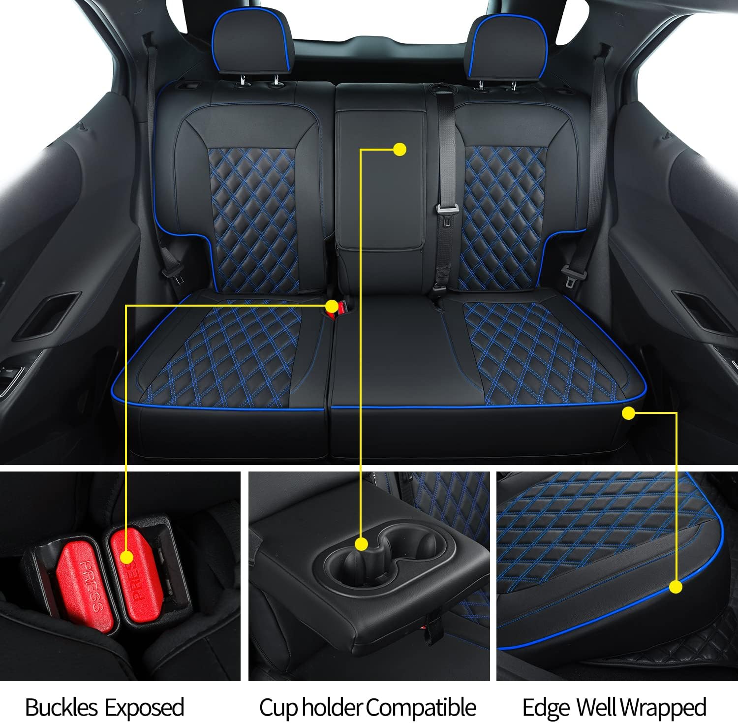 Chevy Equinox Faux Leather Seat Covers Custom fit for 2018-2023 Chevrolet Equinox LT LS LT Fleet Premier RS LS Fleet L 4dr SUV