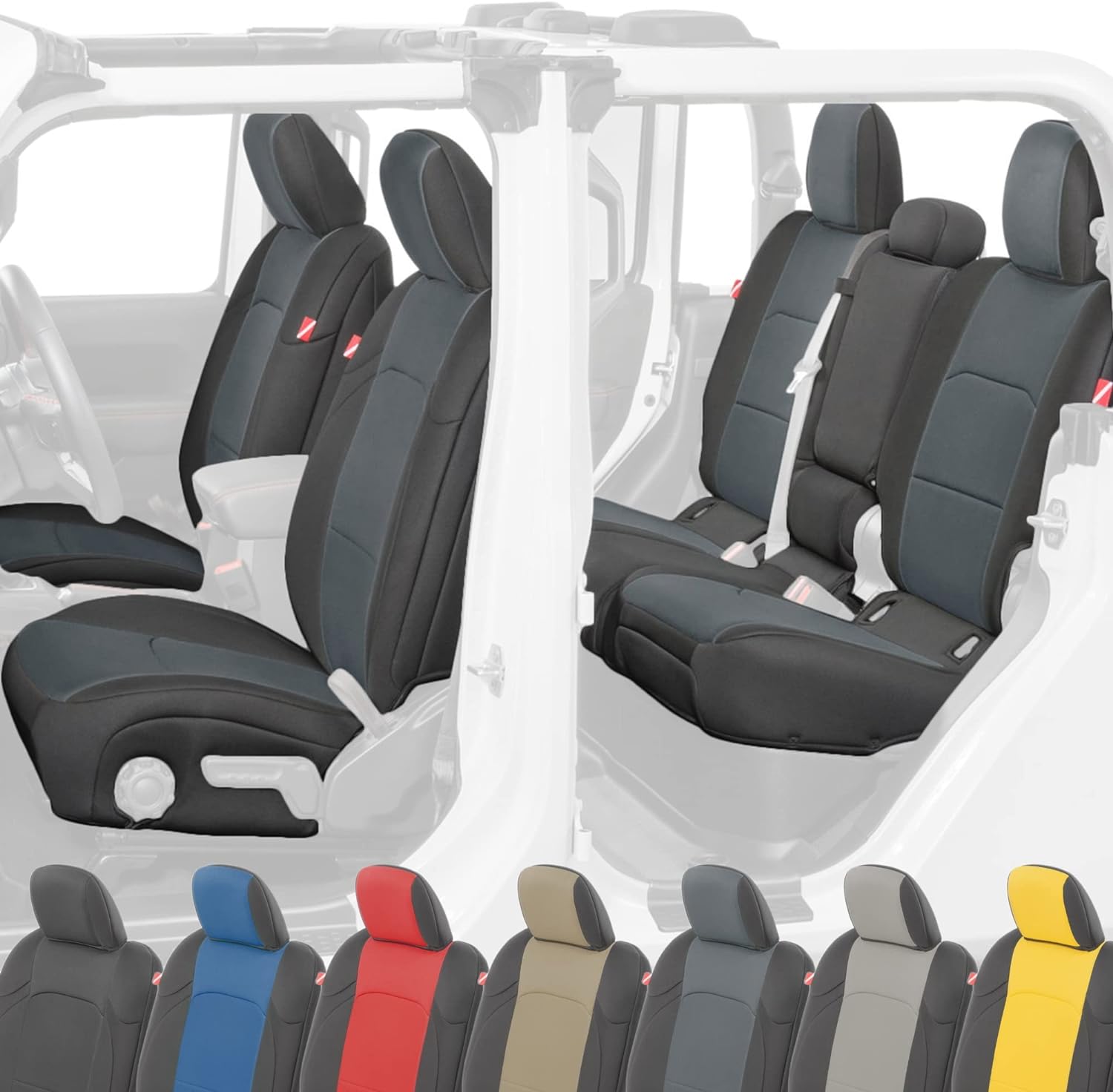 Jeep Gladiator 2020-2022 Seat Cover Set Front and Back Seat Set Waterproof Thermal Resistant Soft Padded Cushion