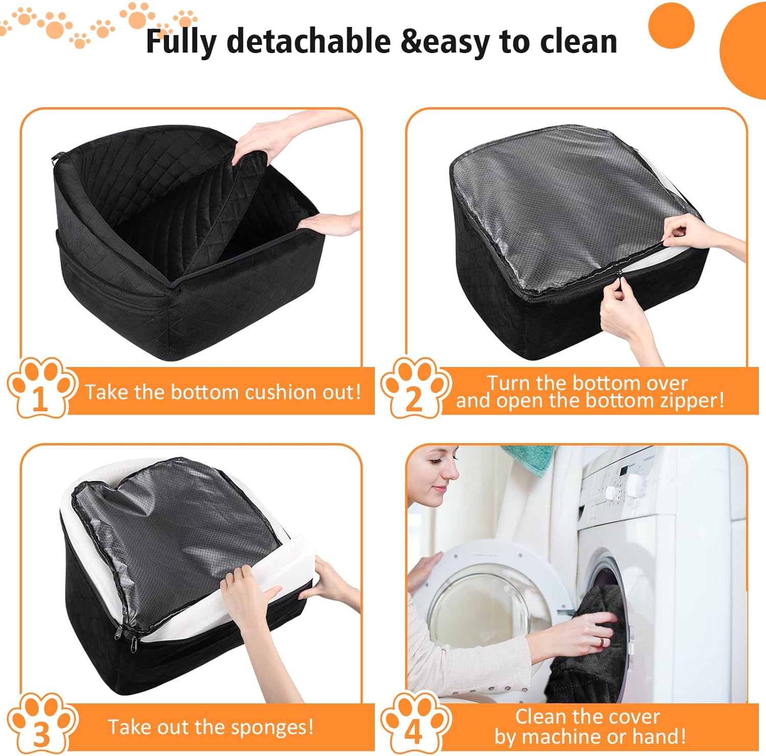 Dog Car Seat for Small Dogs Detachable Washable Dog Booster Seat for Medium Dogs Under 35lbs, Pet Car Seat Travel Bed with Storage Pockets and Dog Safety Belt