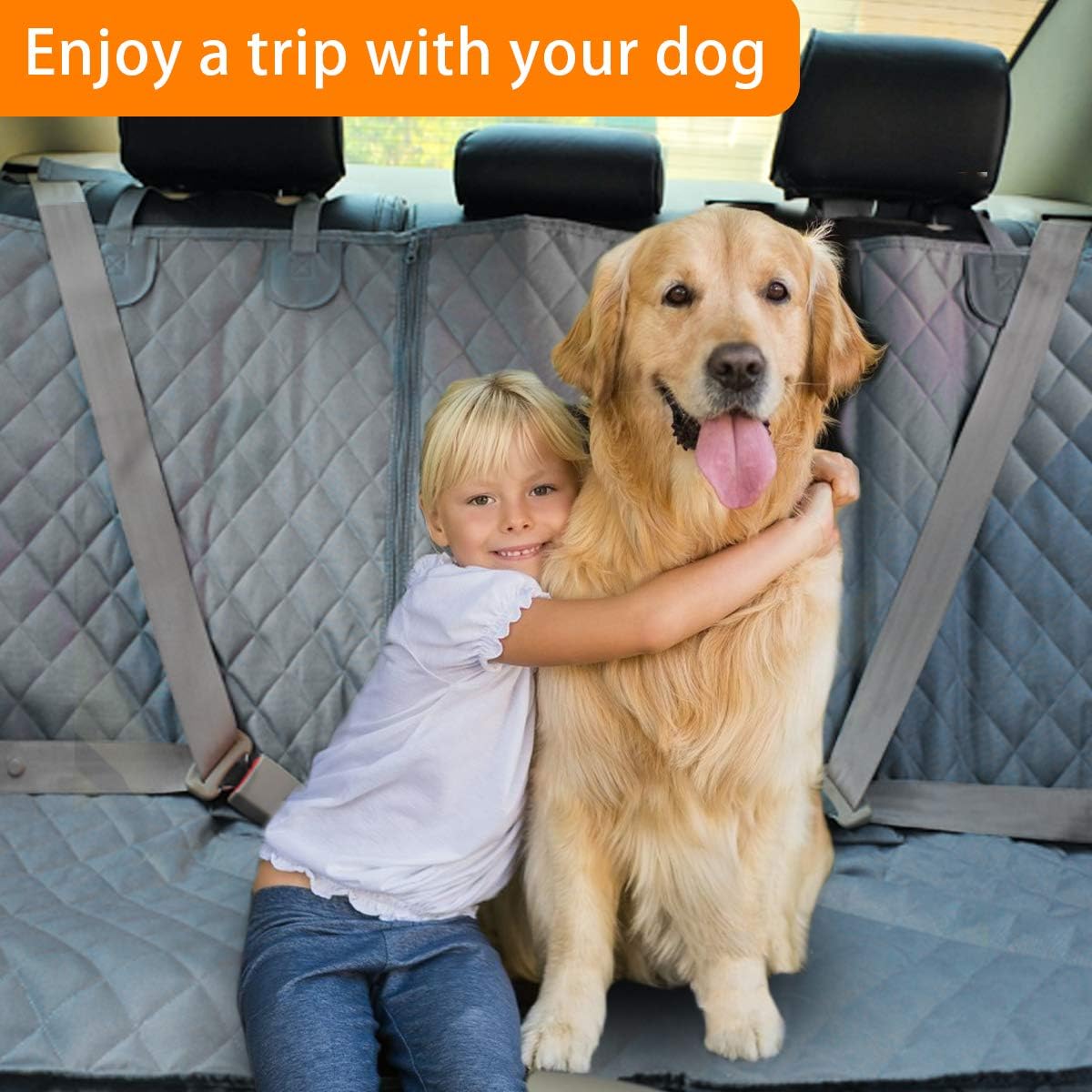 Honest Dog Car Seat Covers with Mesh Window, Side Flap for Cars, Trucks, and Suv's - Waterproof & Nonslip Pet Seat Cover for Backseat(Black, 57”W x 47”L)