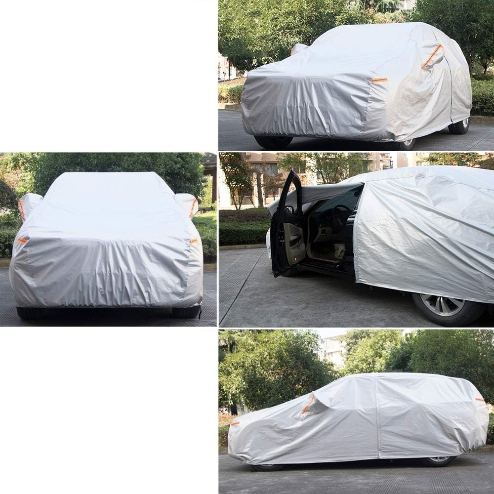 Car Cover Waterproof All Weather for Automobiles, Outdoor Full Cover Rain Sun UV Protection with Zipper Cotton, Size A2 3XL Universal Fit for Sedan (186-193 inch)