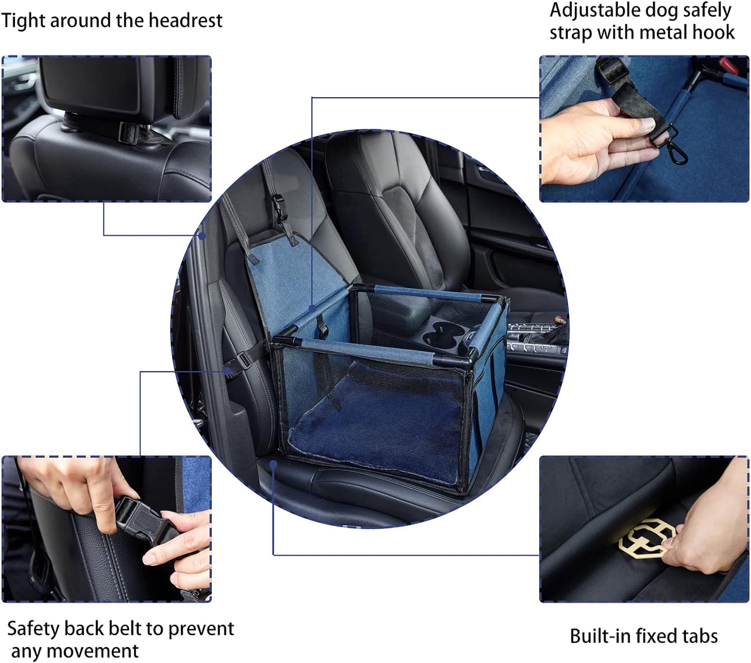 GENORTH Dog Car Seats for Medium Dogs 20lbs,Upgrade Dog Booster Seat Folding Puppy Car Seat for Small to Medium Pet