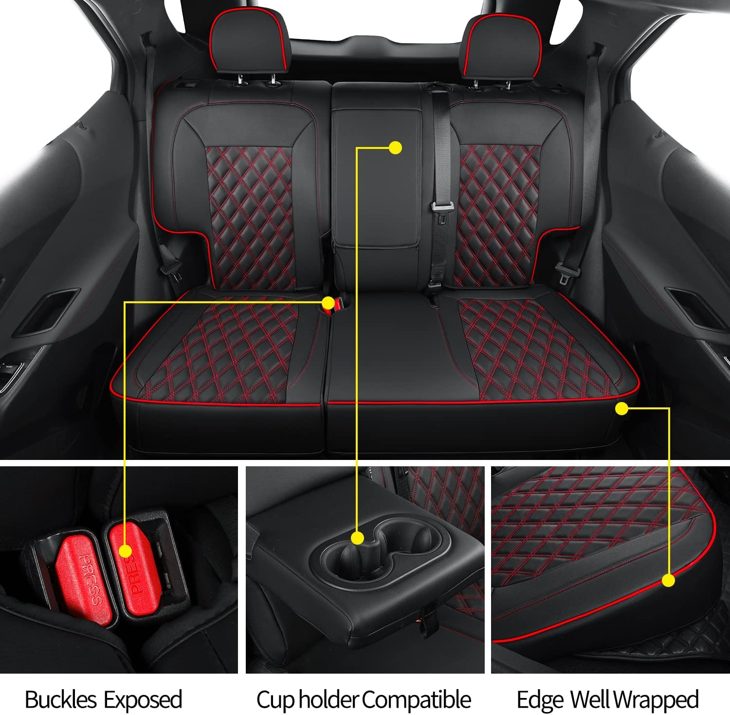 Chevy Equinox Faux Leather Seat Covers Custom fit for 2018-2023 Chevrolet Equinox LT LS LT Fleet Premier RS LS Fleet L 4dr SUV