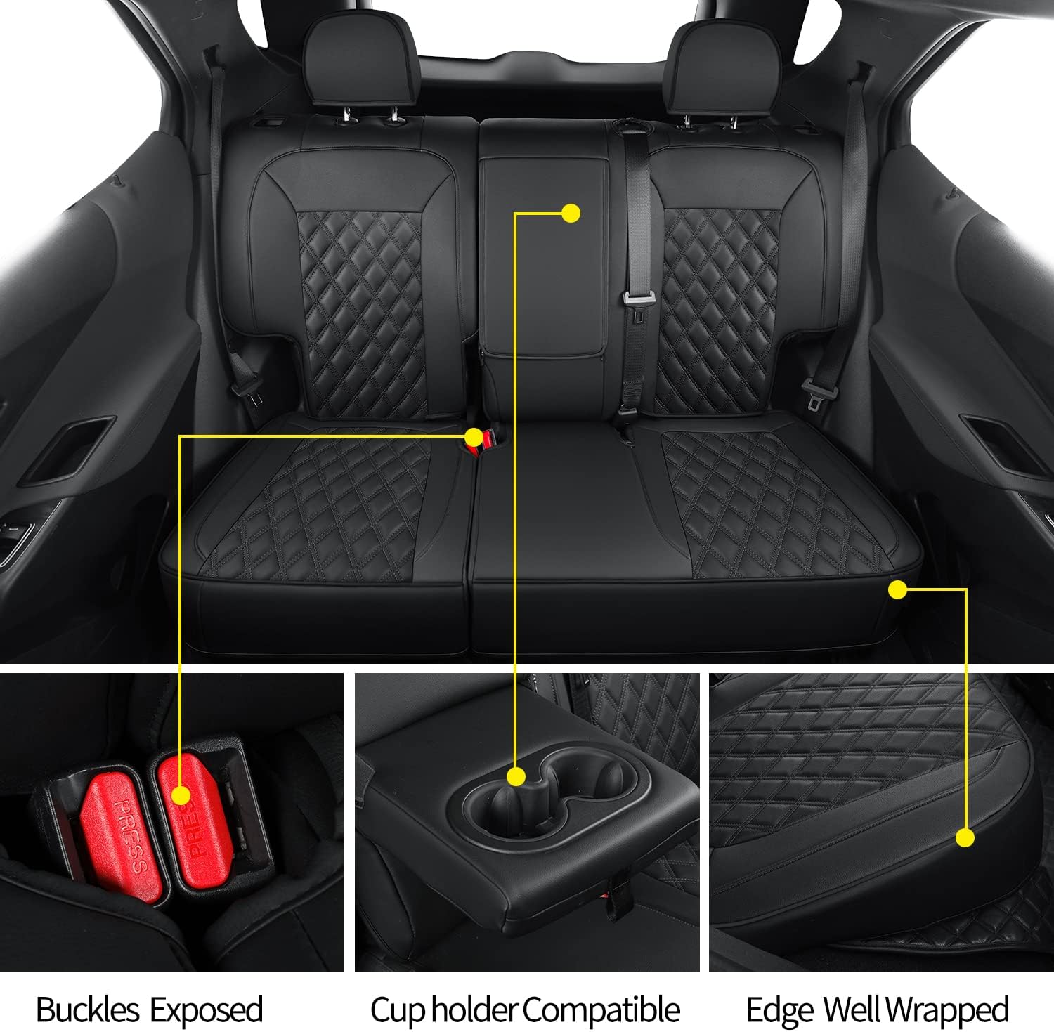 Chevy Equinox Faux Leather Seat Covers Custom fit for 2018-2023 Chevrolet Equinox LT LS LT Fleet Premier RS LS Fleet L 4dr SUV
