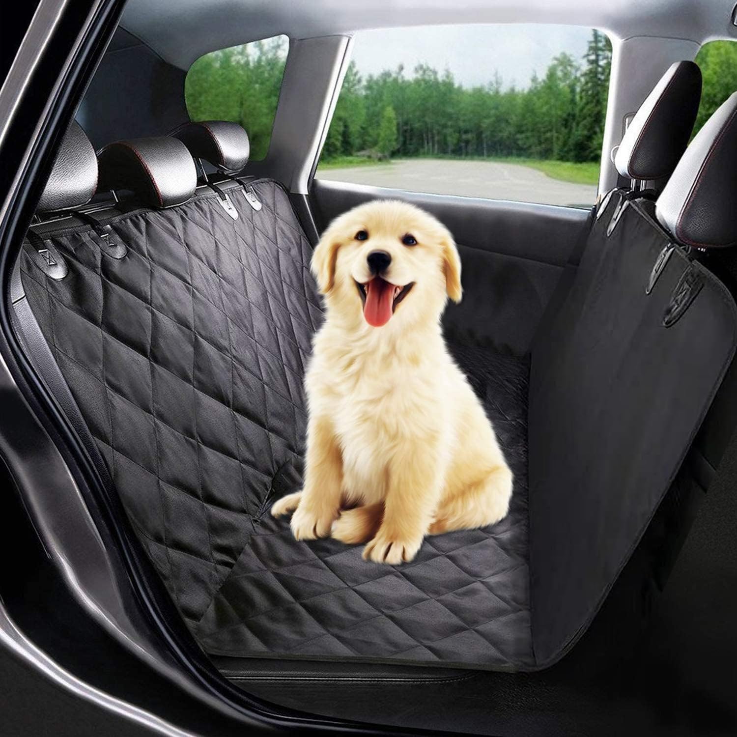Eshen Dog Car Seat Cover Waterproof Pet Car Seat Covers Protector Hammock for Dogs, Black, Black