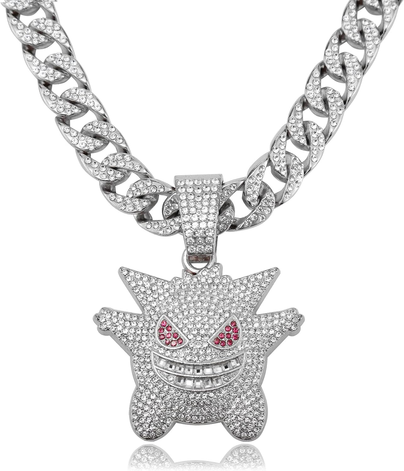 Miami Mens Cuban Link Chain Silver Gold Plated Bling Cuban Necklace Diamond Chain for Men 13MM iced out chain Hip Hop Jewelry，8.5/18/20/24 Inch Length-With metal gift box.