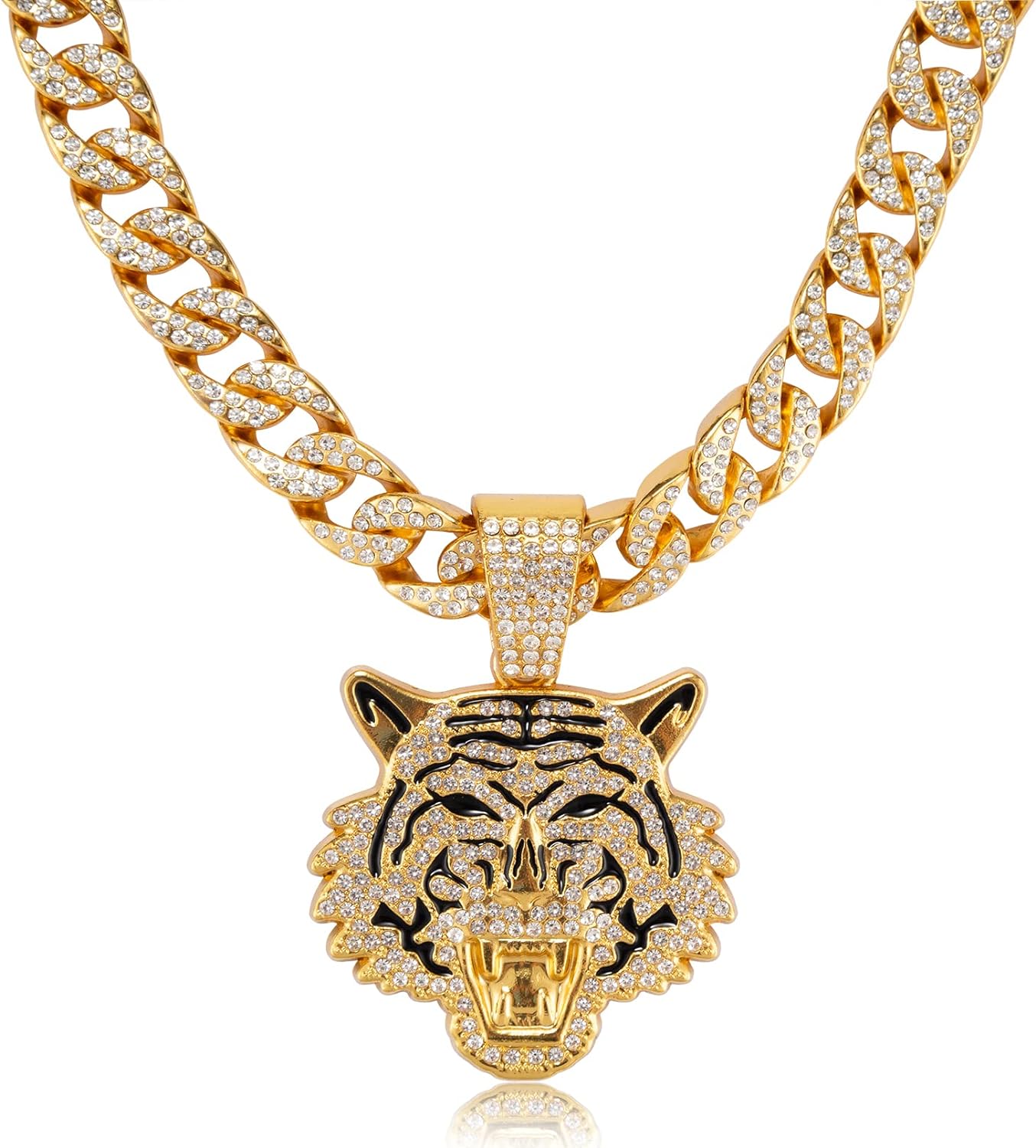 Miami Mens Cuban Link Chain Silver Gold Plated Bling Cuban Necklace Diamond Chain for Men 13MM iced out chain Hip Hop Jewelry，8.5/18/20/24 Inch Length-With metal gift box.