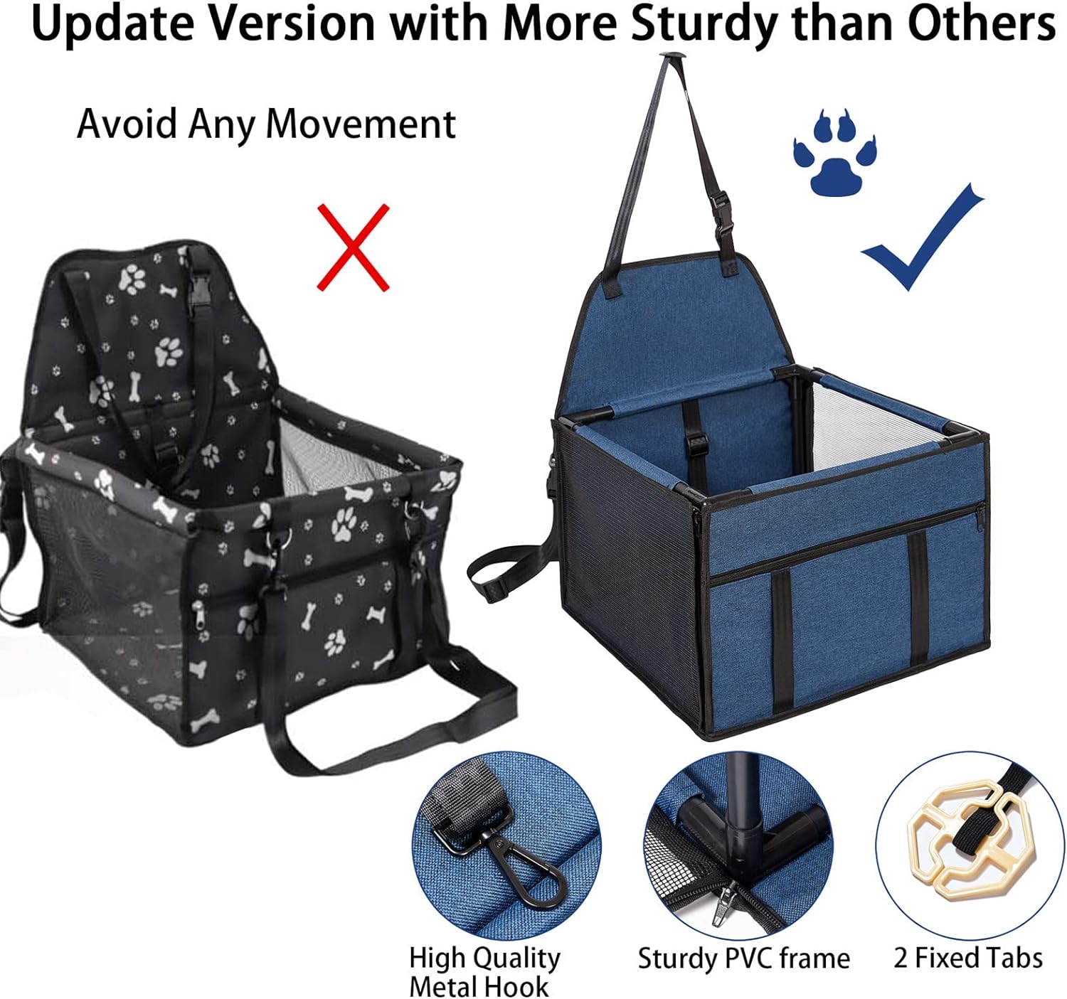GENORTH Dog Car Seats for Medium Dogs 20lbs,Upgrade Dog Booster Seat Folding Puppy Car Seat for Small to Medium Pet