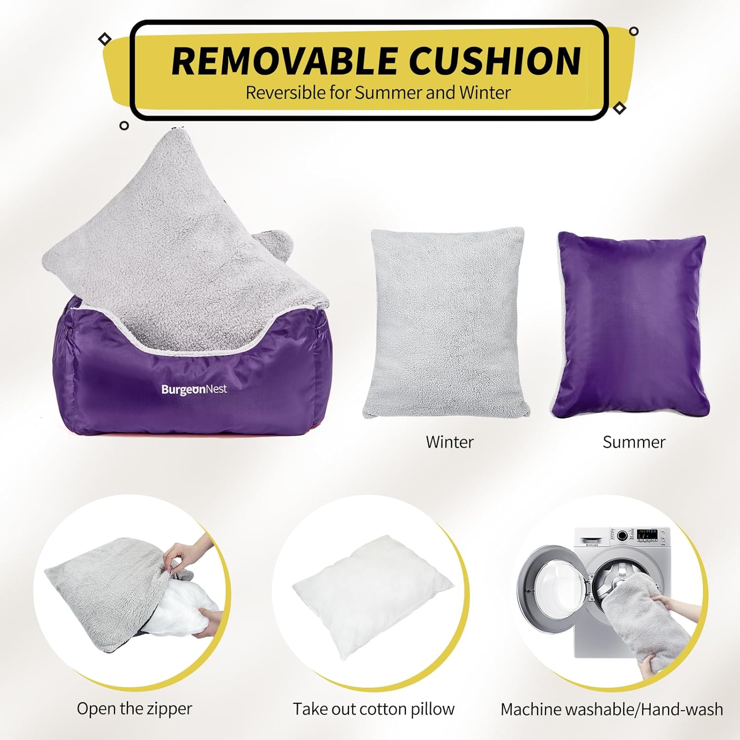 BurgeonNest Dog Car Seat for Small Dogs, Fully Detachable and Washable Dog Carseats Small Under 25, Soft Dog Booster Seats with Storage Pockets and Clip-On Leash Portable Dog Car Travel Carrier Bed