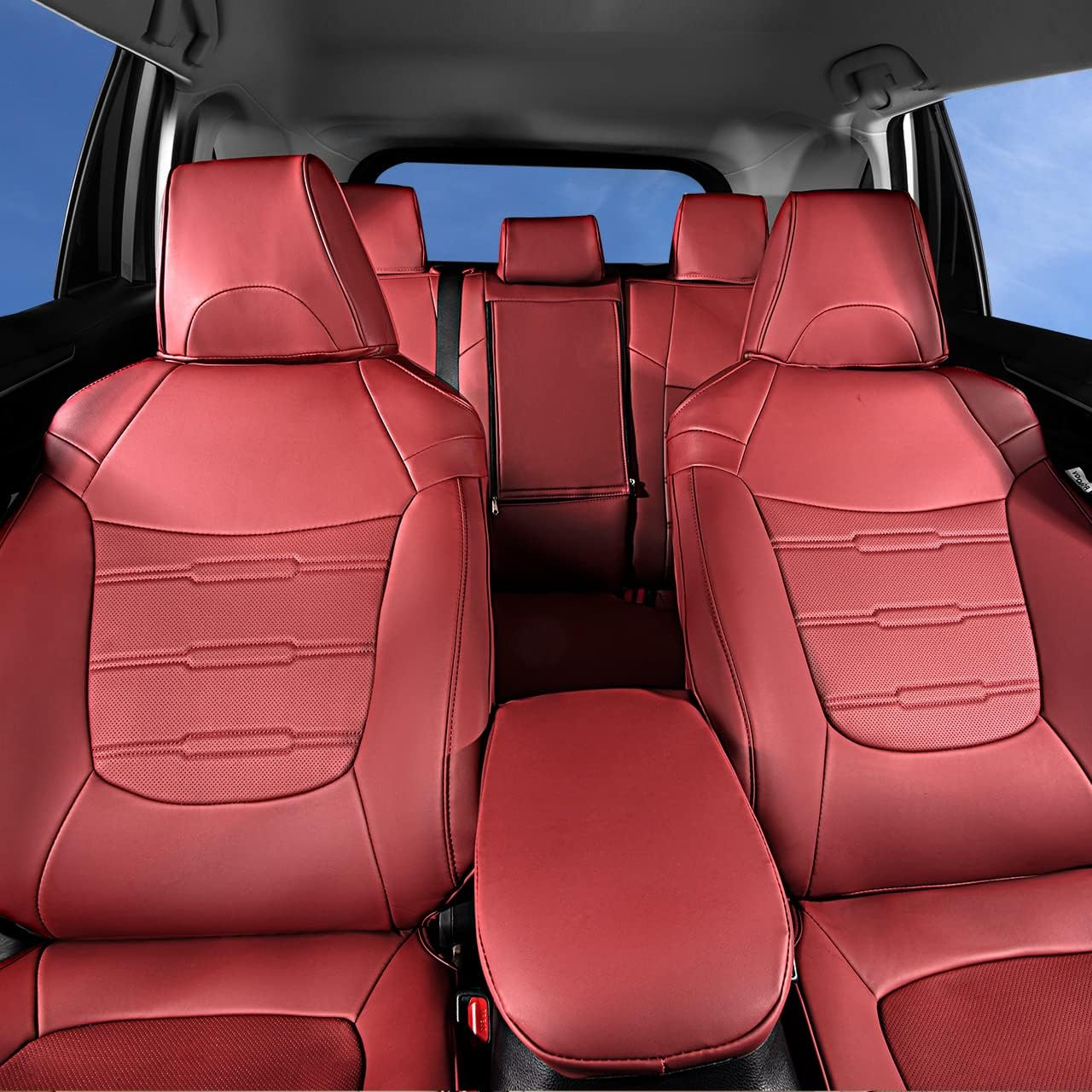 Custom Fit for Toyota RAV4 2013 2014 2015 2016 2017 2018 Car Seat Covers with Waterproof Faux Leather Full Set (Beige, RAV4 2013-2018)