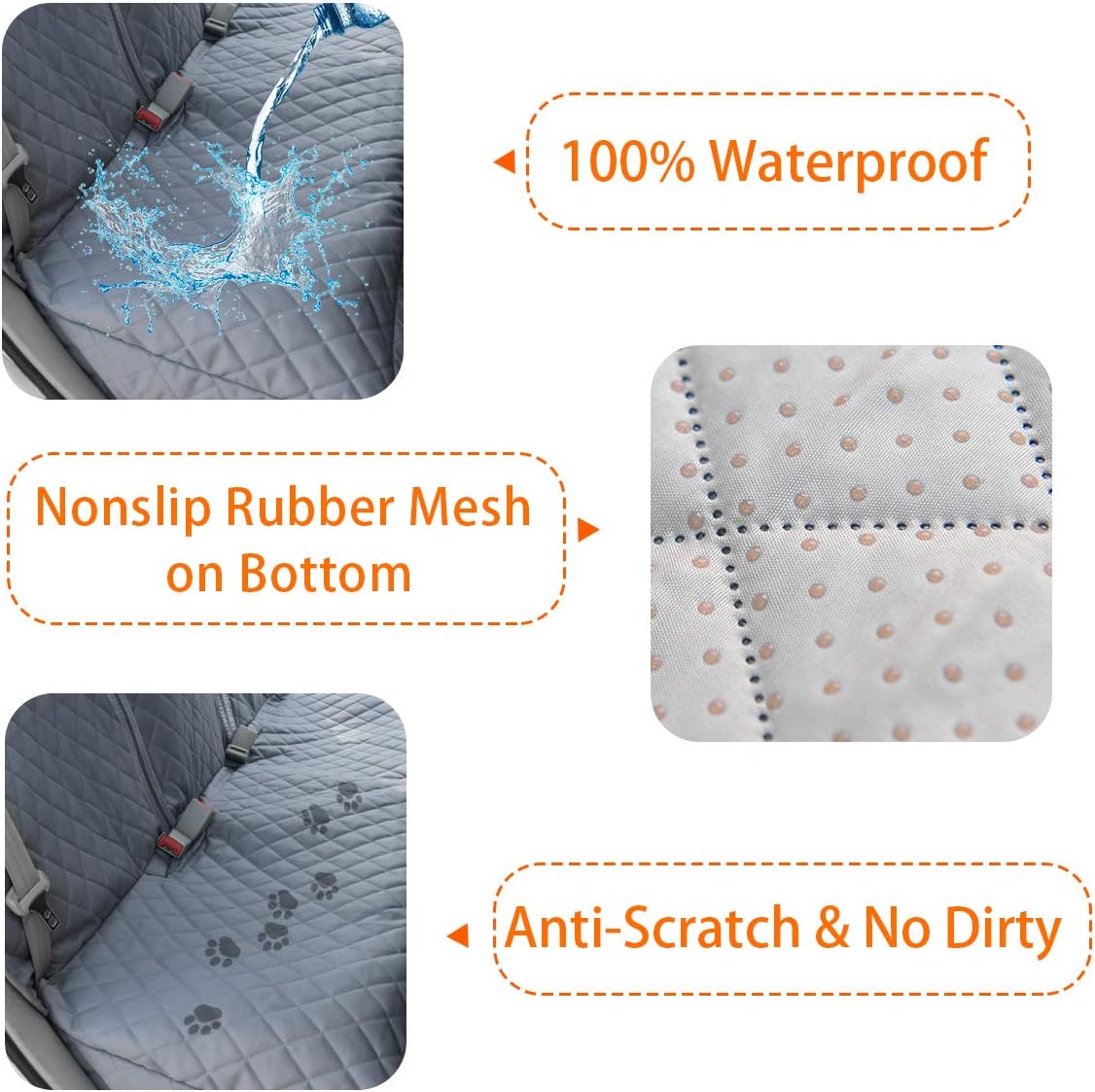 Honest Dog Car Seat Covers with Mesh Window, Side Flap for Cars, Trucks, and Suv's - Waterproof & Nonslip Pet Seat Cover for Backseat(Black, 57”W x 47”L)
