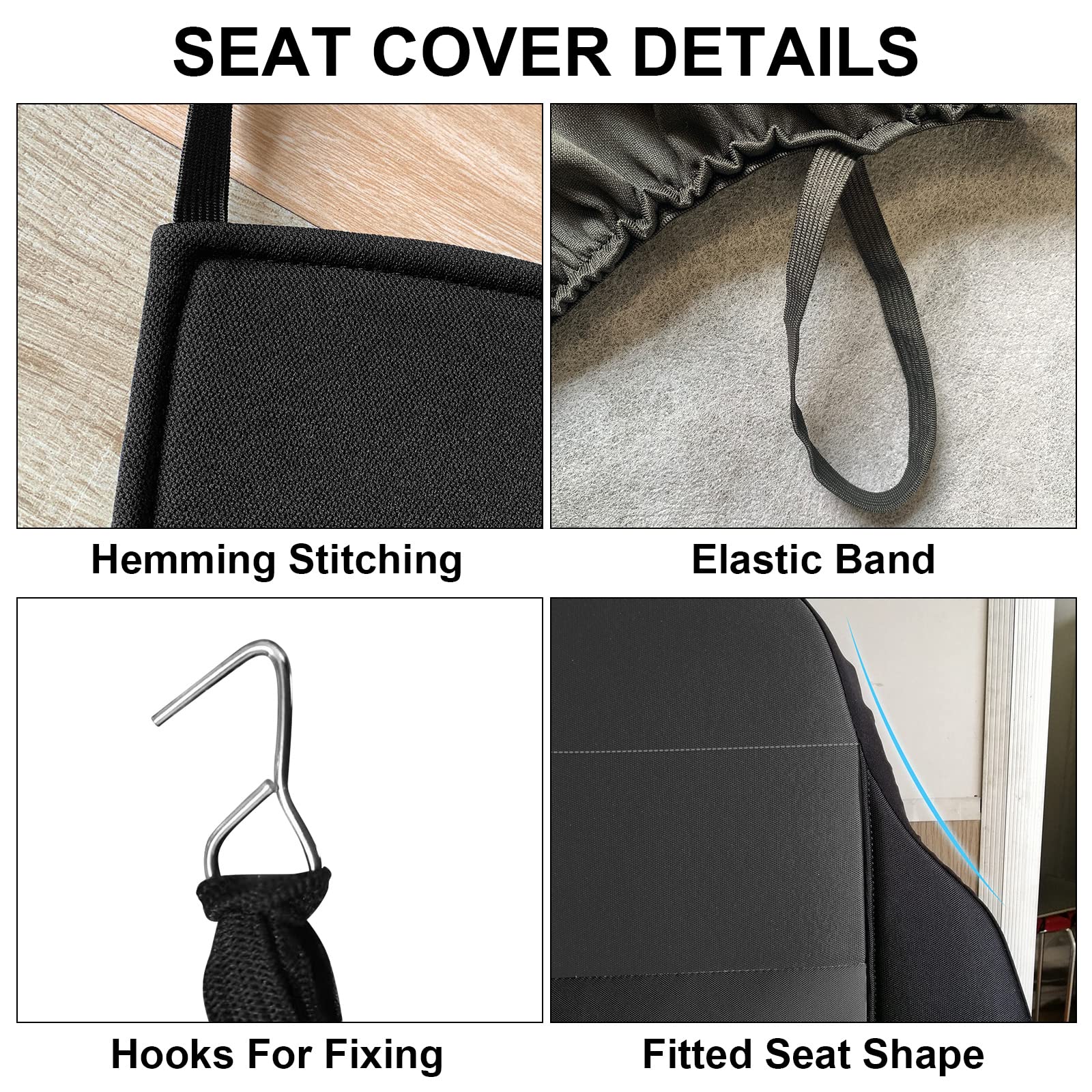 Custom-Fit Front Seat Covers Without Console Replace for 1998-2003 Ford Ranger Pickup 60/40 High Back Seats