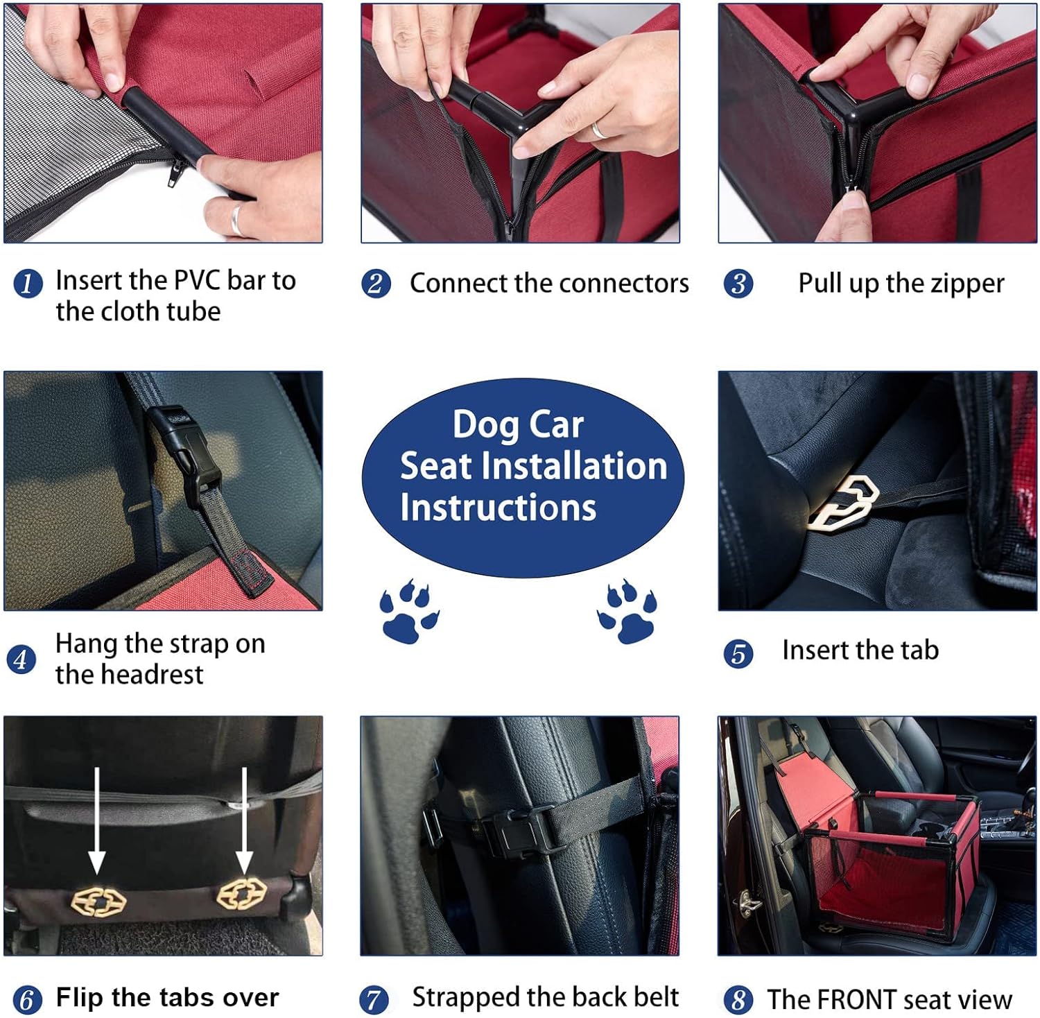 GENORTH Dog Car Seats for Medium Dogs 20lbs,Upgrade Dog Booster Seat Folding Puppy Car Seat for Small to Medium Pet