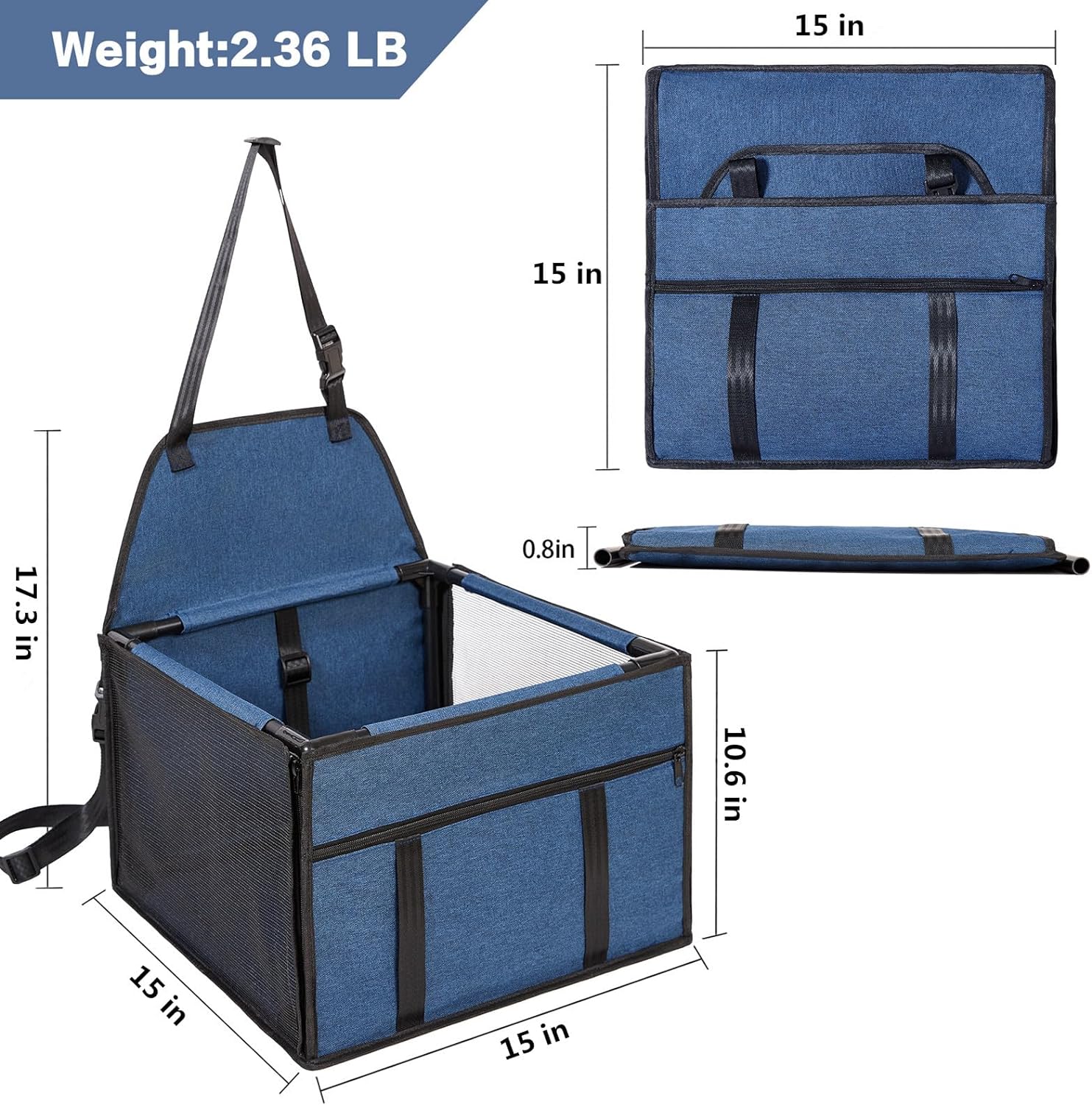 GENORTH Dog Car Seats for Medium Dogs 20lbs,Upgrade Dog Booster Seat Folding Puppy Car Seat for Small to Medium Pet