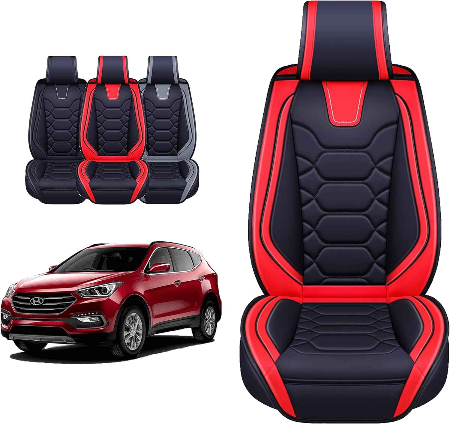 Custom Leather Seat Covers Compatible with Hyundai Santa Fe 2013-2023 (Full Set)