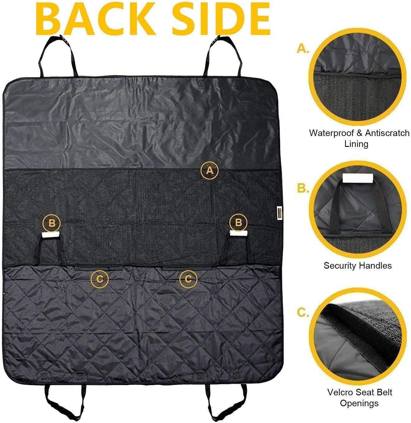 Eshen Dog Car Seat Cover Waterproof Pet Car Seat Covers Protector Hammock for Dogs, Black, Black