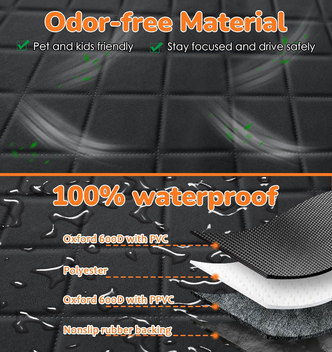 Dog Car Seat Cover for Pets 100% Waterproof Seat Cover Hammock 600D Heavy Duty Scratch Proof Nonslip Durable Soft Back Seat Covers for Cars Trucks and SUVs