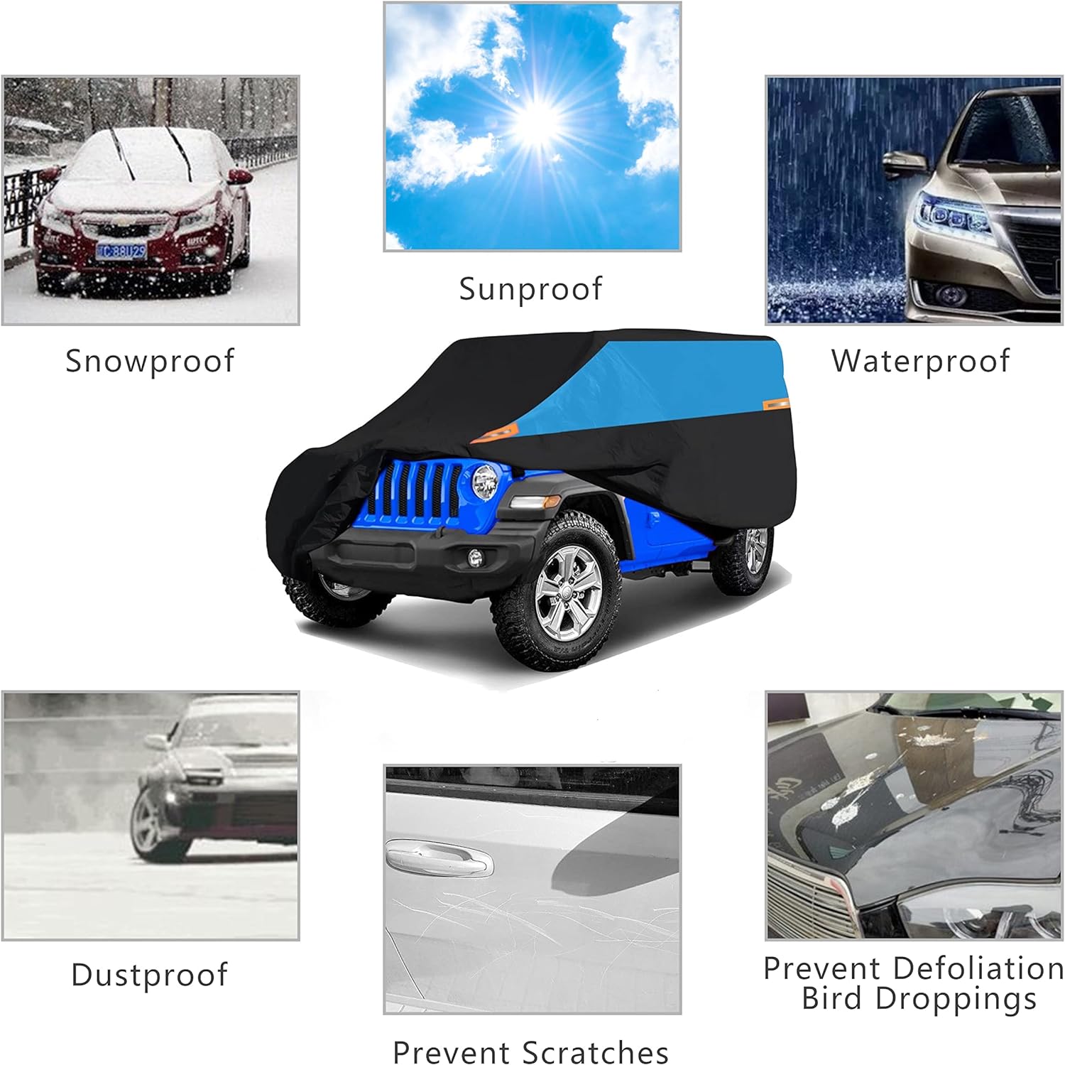 MORNYRAY Waterproof Car Cover All Weather Snowproof UV Protection Windproof Outdoor Full car Cover, Universal Fit for Sedan (Fit Sedan Length 194-206 inch, Blue)