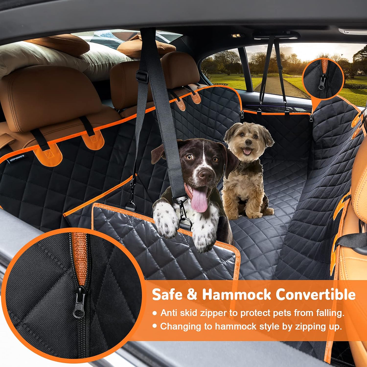 Dog Car Seat Cover for Pets 100% Waterproof Seat Cover Hammock 600D Heavy Duty Scratch Proof Nonslip Durable Soft Back Seat Covers for Cars Trucks and SUVs