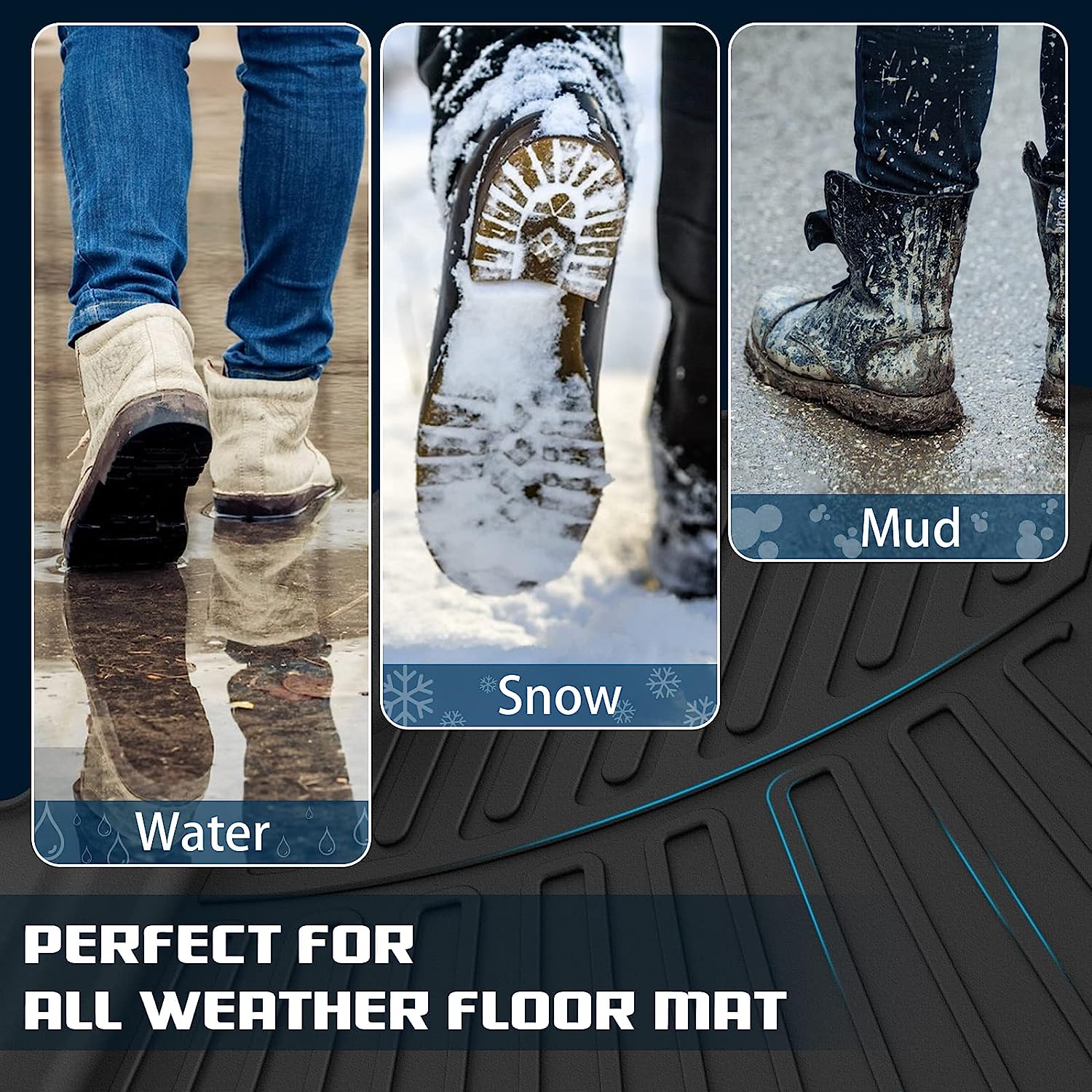 Floor Mats for 2023 2024 Honda Pilot All Weather Protection TPE Rubber Floor Liners for 2023 2024 Honda Pilot Accessories, Odorless Anti-Slip, 1st, 2nd & 3rd Row, Black