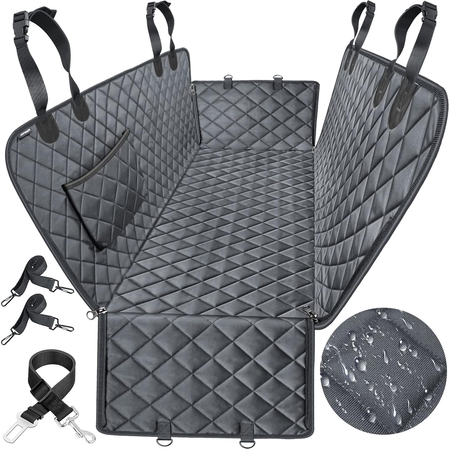 Dog Car Seat Cover for Pets 100% Waterproof Seat Cover Hammock 600D Heavy Duty Scratch Proof Nonslip Durable Soft Back Seat Covers for Cars Trucks and SUVs