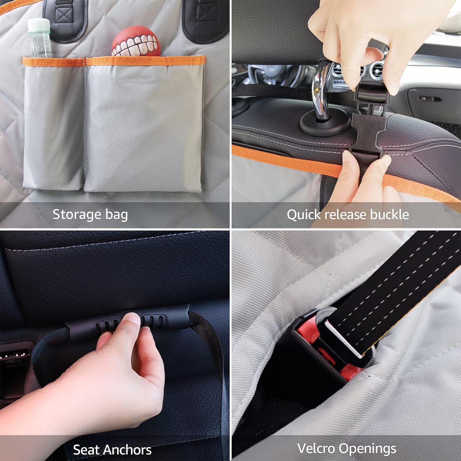 Dog Car Seat Covers for Back Seat of Cars/Trucks/SUV, Waterproof Dog Car Hammock with Mesh Window, Side Flaps and Dog Seat Belt, Durable Anti-Scratch Nonslip Machine Washable Pet Car Seat Cover