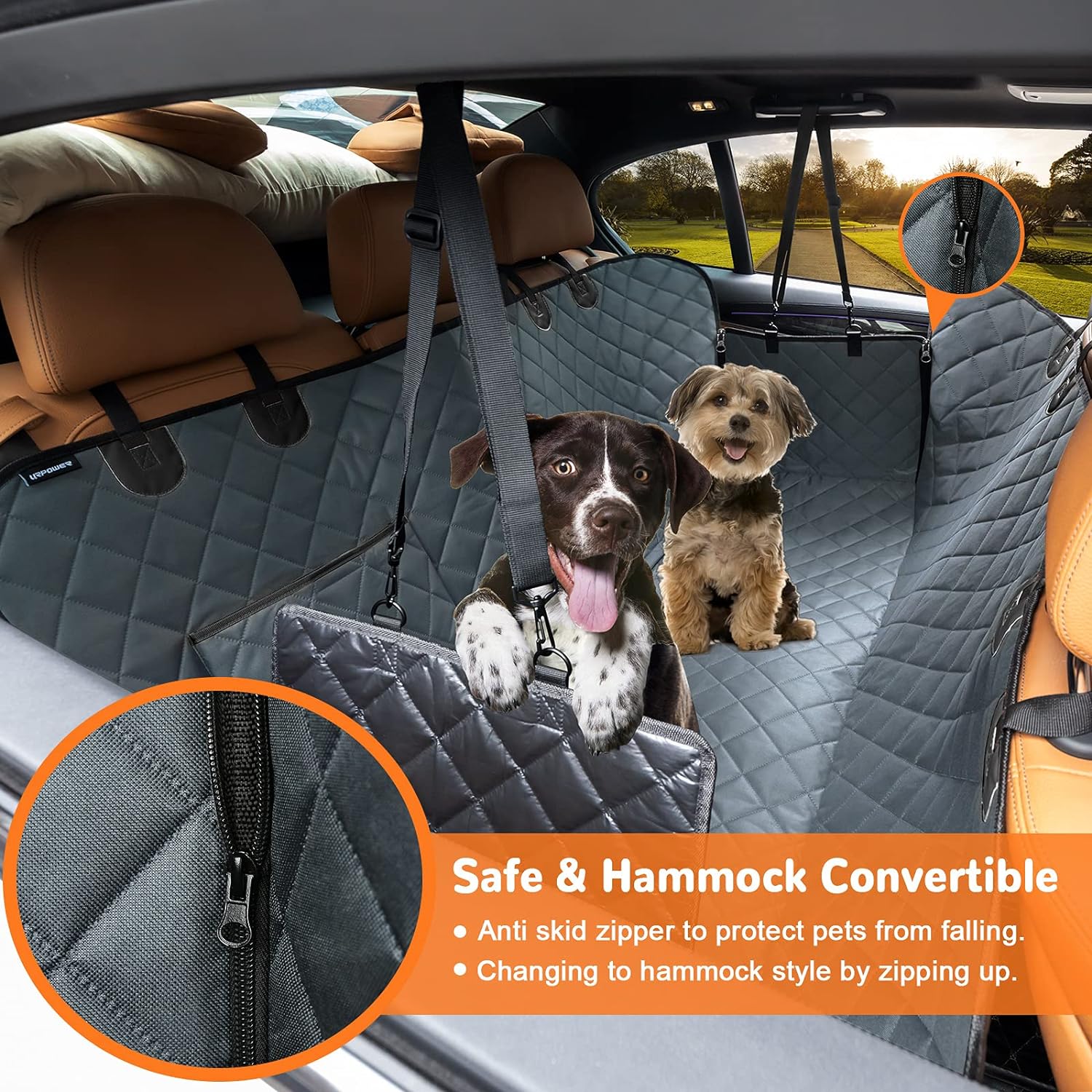 Dog Car Seat Cover for Pets 100% Waterproof Seat Cover Hammock 600D Heavy Duty Scratch Proof Nonslip Durable Soft Back Seat Covers for Cars Trucks and SUVs